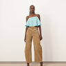ARRANGE Sydney suede high waisted barrel trouser in tobacco