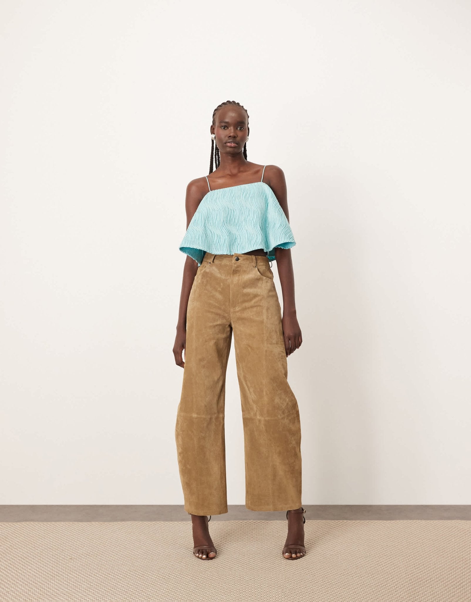 ARRANGE Sydney suede high waisted barrel trouser in tobacco - ASOS Sample Sale EU Store