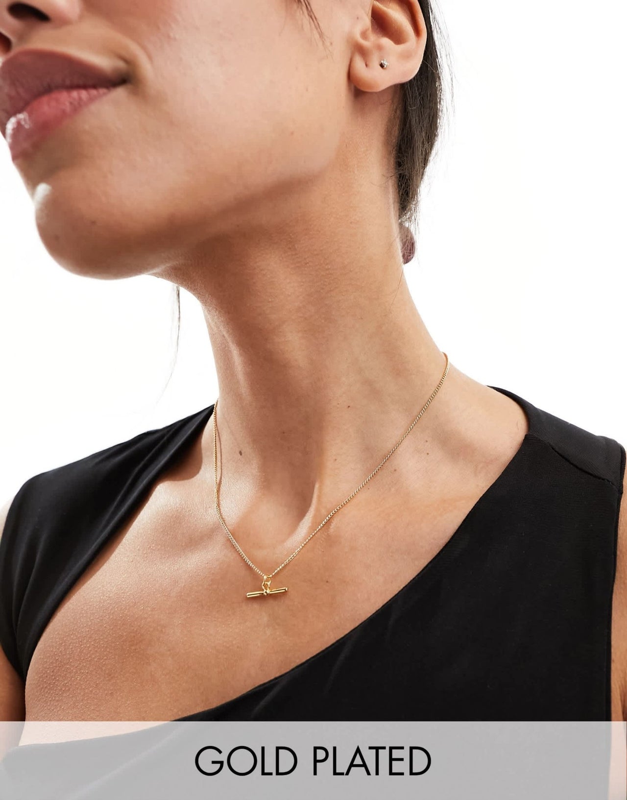 ASOS DESIGN 14k gold plated chain necklace with tbar detail - ASOS Sample Sale EU Store