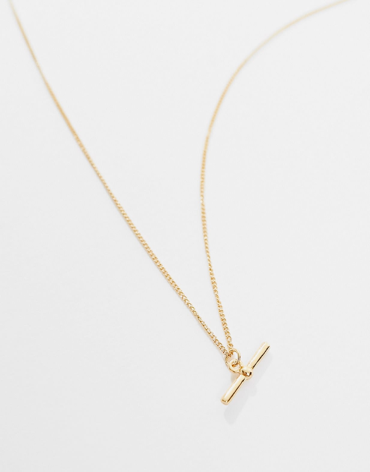 ASOS DESIGN 14k gold plated chain necklace with tbar detail - ASOS Sample Sale EU Store