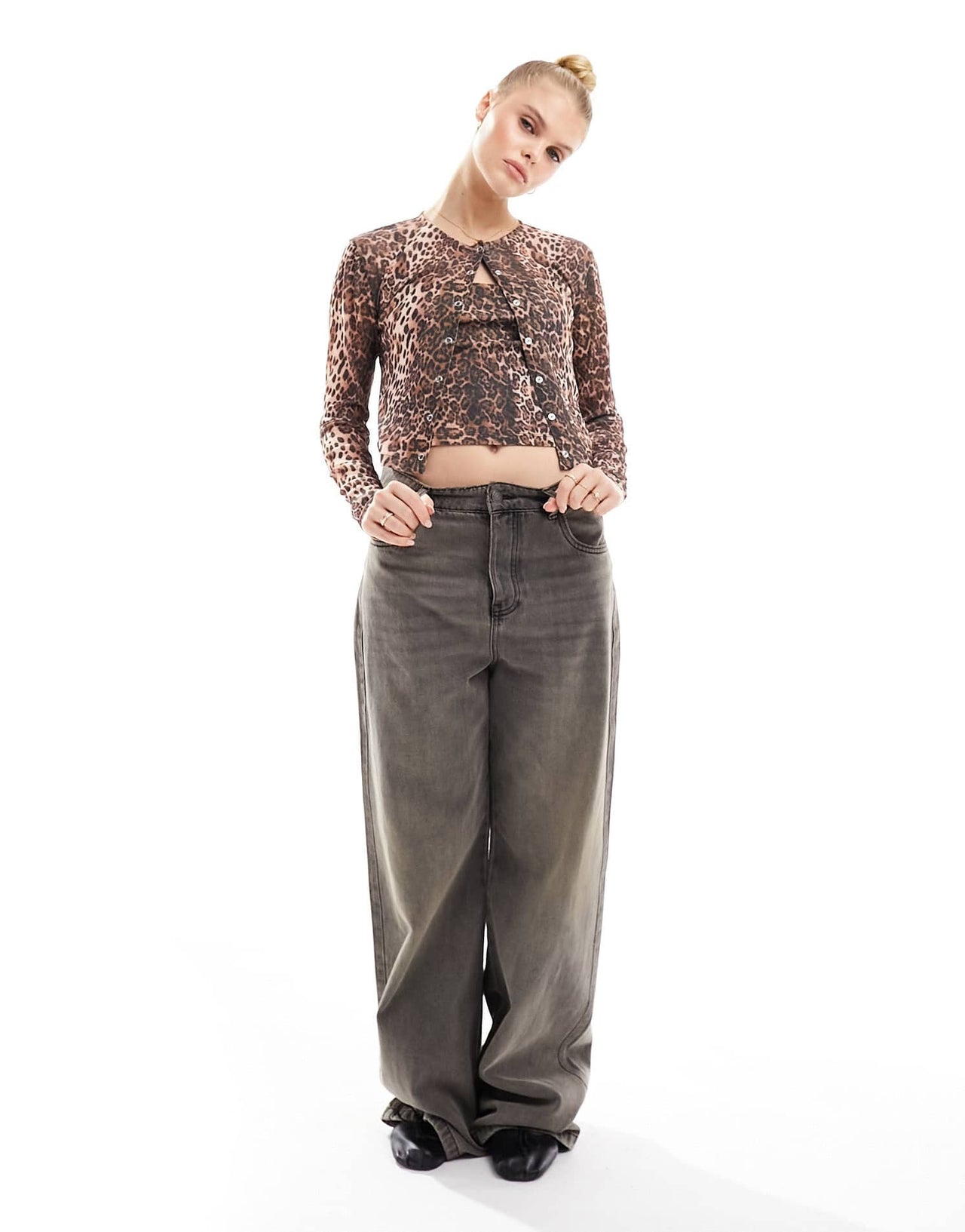 ASOS DESIGN 2 in 1 cardigan and cami top in leopard print - ASOS Sample Sale EU Store