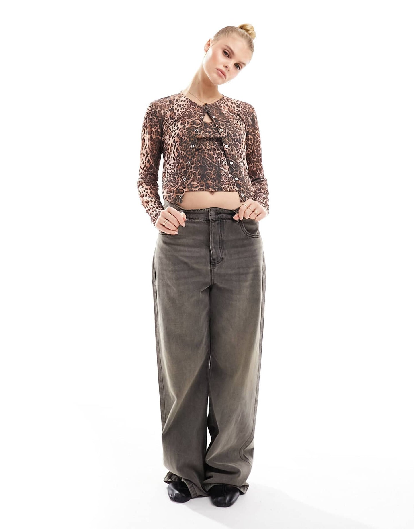 ASOS DESIGN 2 in 1 cardigan and cami top in leopard print - ASOS Sample Sale EU Store