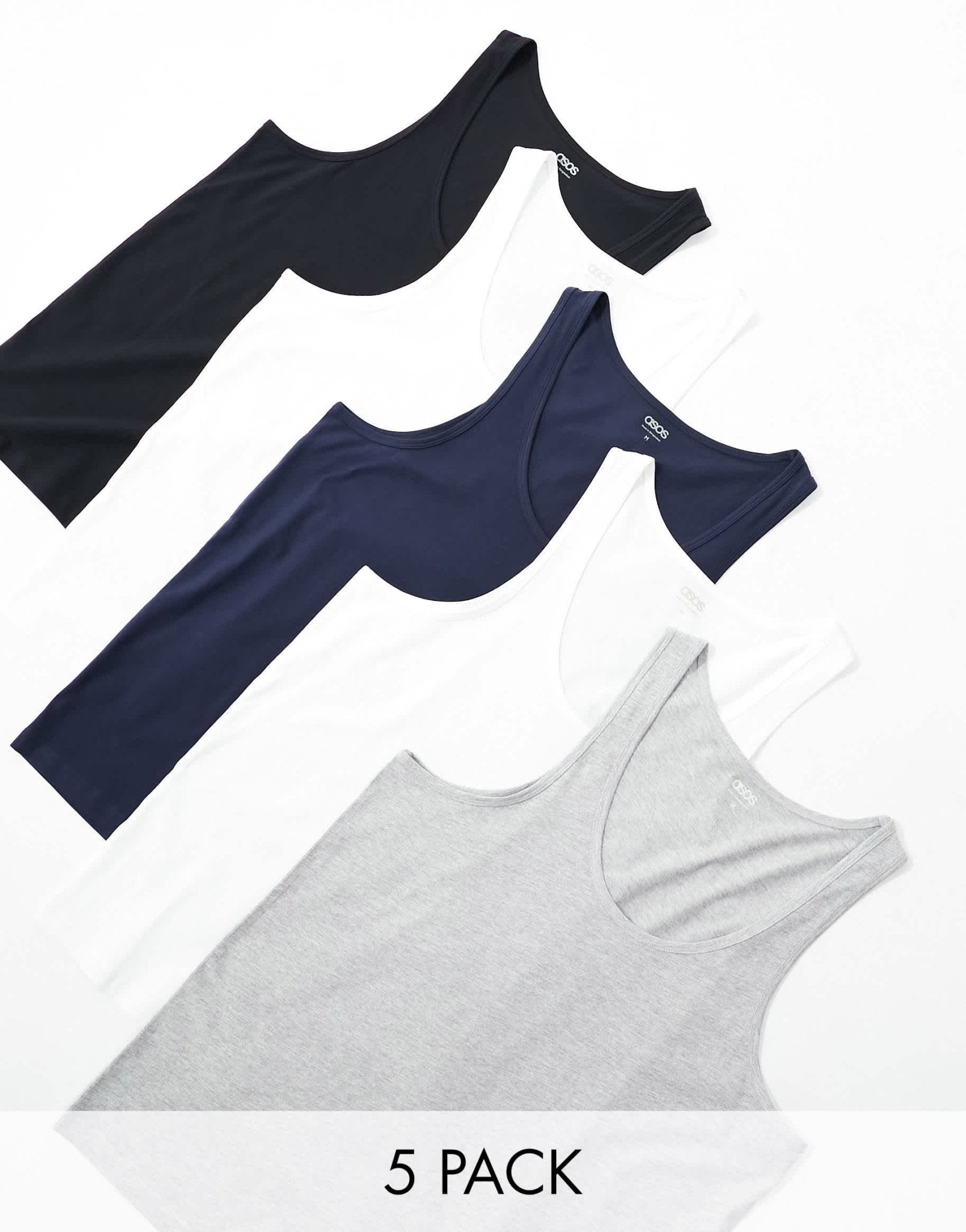 ASOS DESIGN 5 pack vests in multiple colours - ASOS Sample Sale EU Store