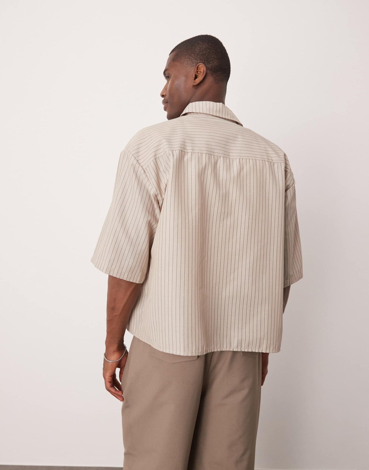 ASOS DESIGN 90s oversized boxy shirt in beige stripe - ASOS Sample Sale EU Store