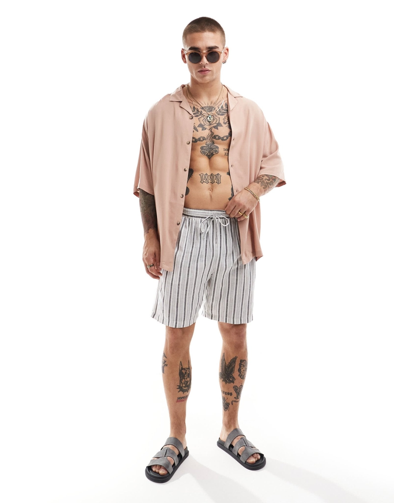 ASOS DESIGN 90s oversized fit viscose shirt with revere collar in dusty pink - ASOS Sample Sale EU Store
