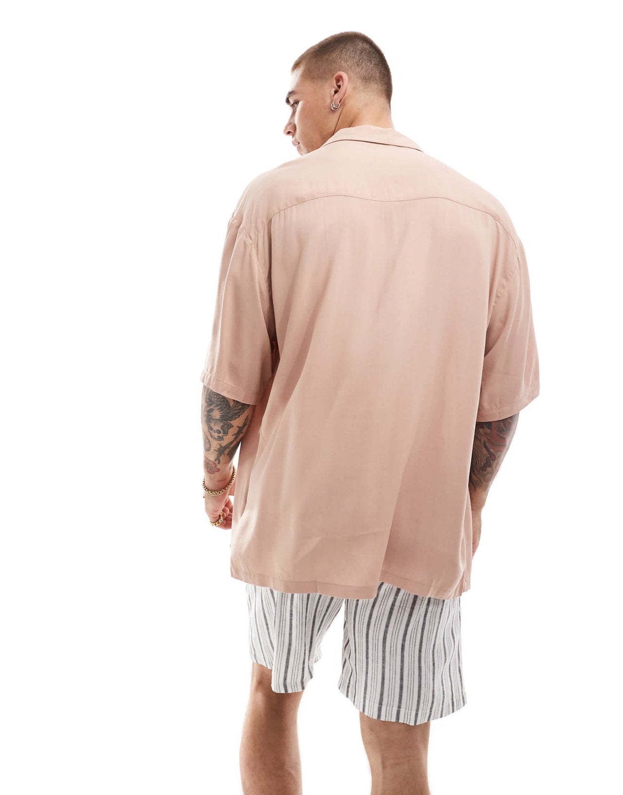 ASOS DESIGN 90s oversized fit viscose shirt with revere collar in dusty pink - ASOS Sample Sale EU Store