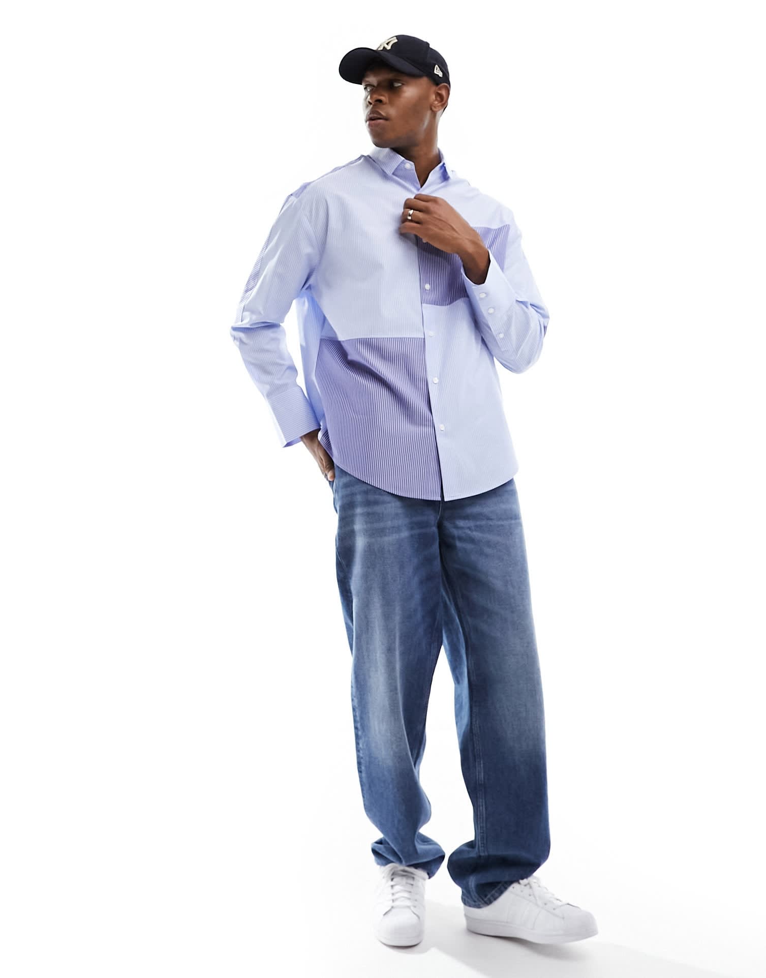 ASOS DESIGN 90s oversized shirt in blue workwear stripe - ASOS Sample Sale EU Store