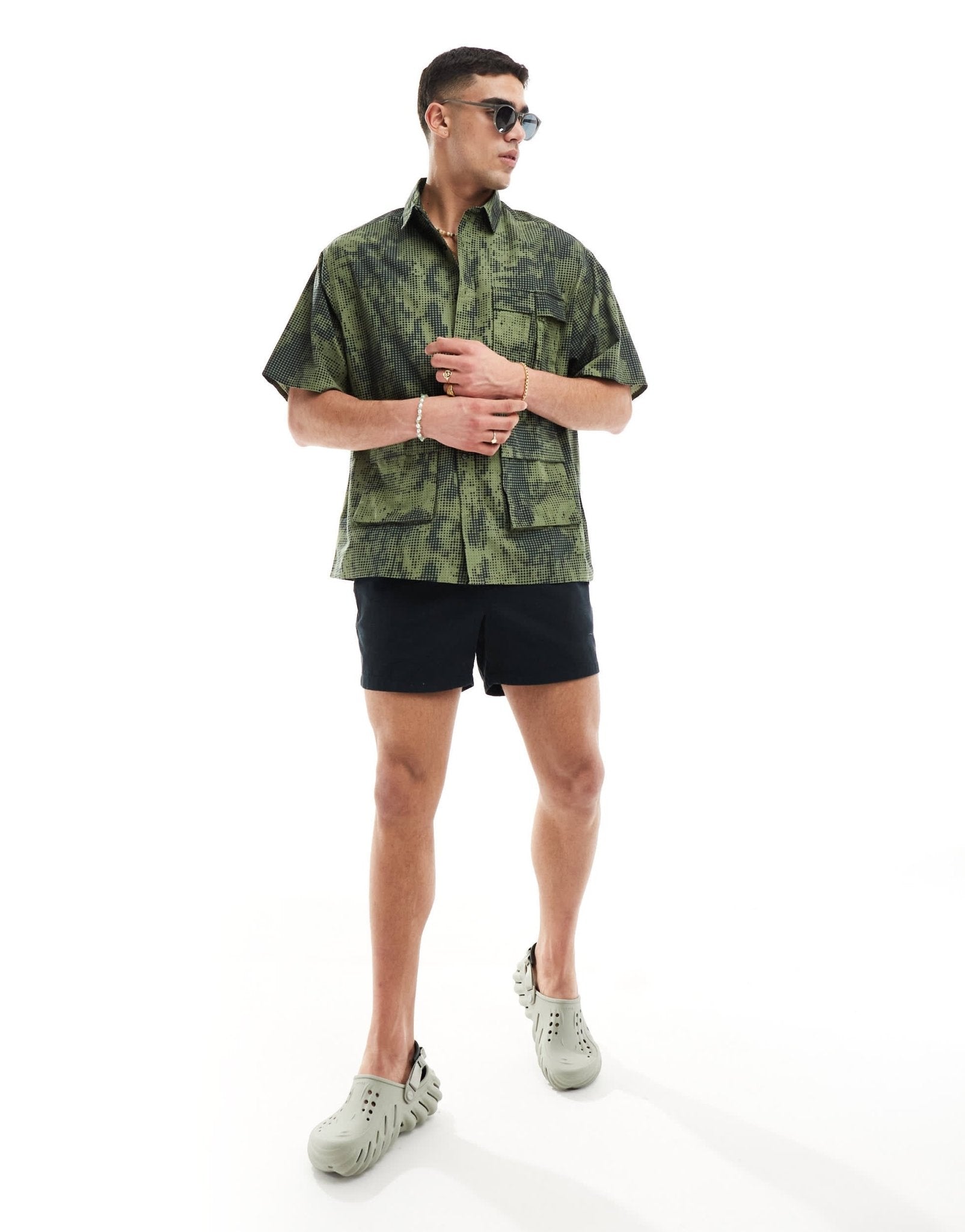 ASOS DESIGN 90s oversized shirt in pixel camo print with utility pockets - ASOS Sample Sale EU Store