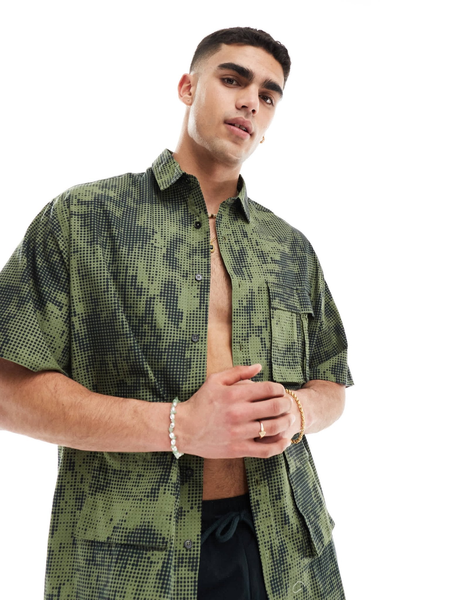 ASOS DESIGN 90s oversized shirt in pixel camo print with utility pockets - ASOS Sample Sale EU Store