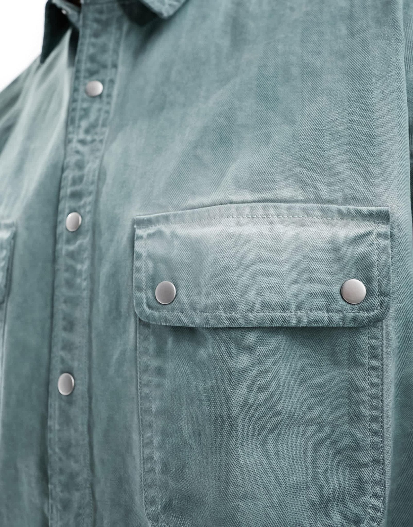 ASOS DESIGN 90s oversized shirt in washed herringbone in blue - ASOS Sample Sale EU Store