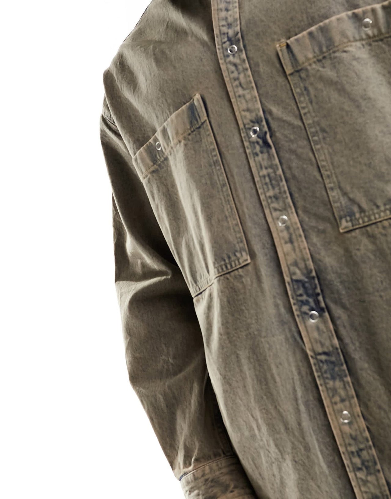 ASOS DESIGN 90s oversized shirt with double pockets in acid wash blue denim - BROWN - ASOS Sample Sale EU Store