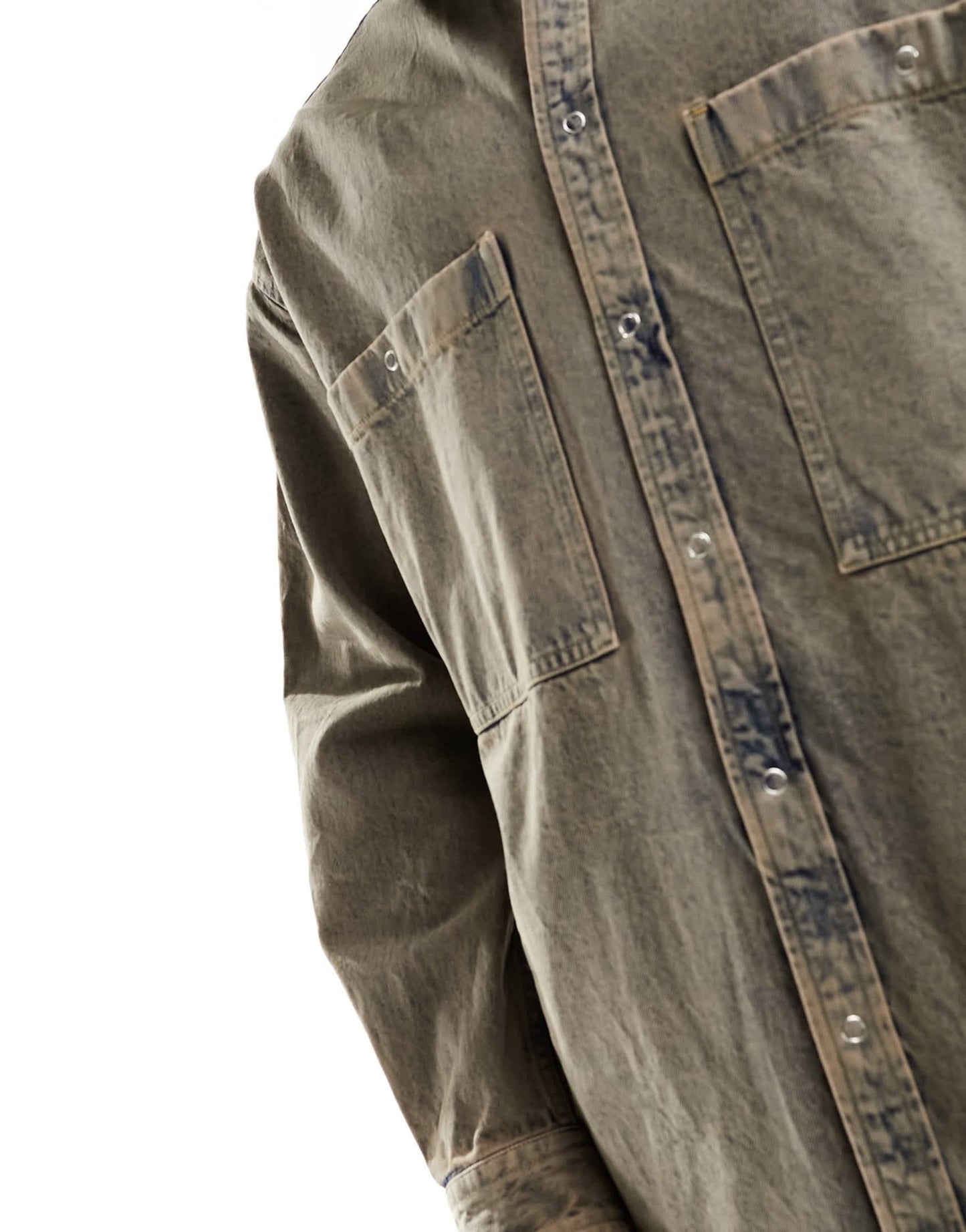 ASOS DESIGN 90s oversized shirt with double pockets in acid wash blue denim - BROWN - ASOS Sample Sale EU Store