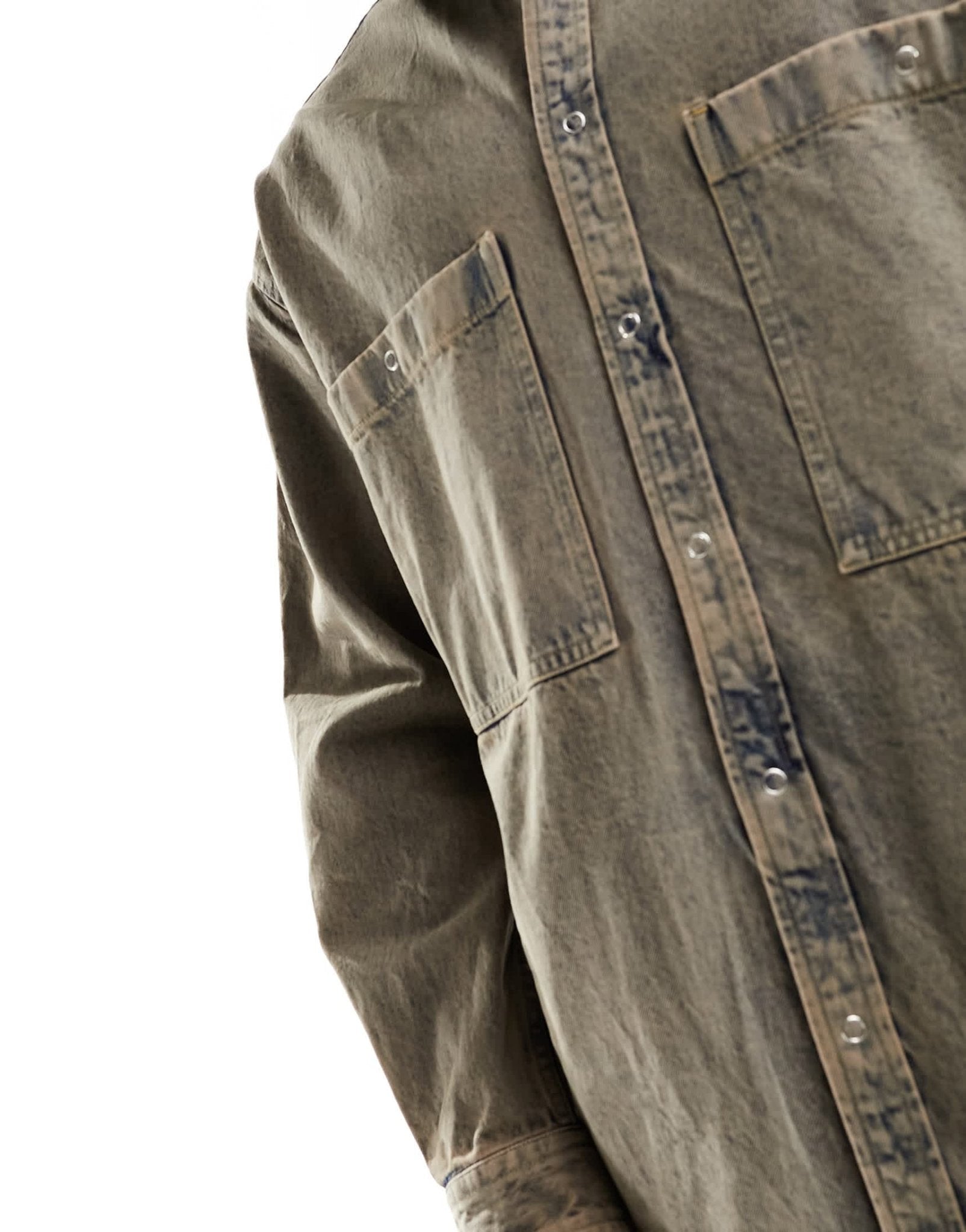 ASOS DESIGN 90s oversized shirt with double pockets in acid wash blue denim - BROWN - ASOS Sample Sale EU Store