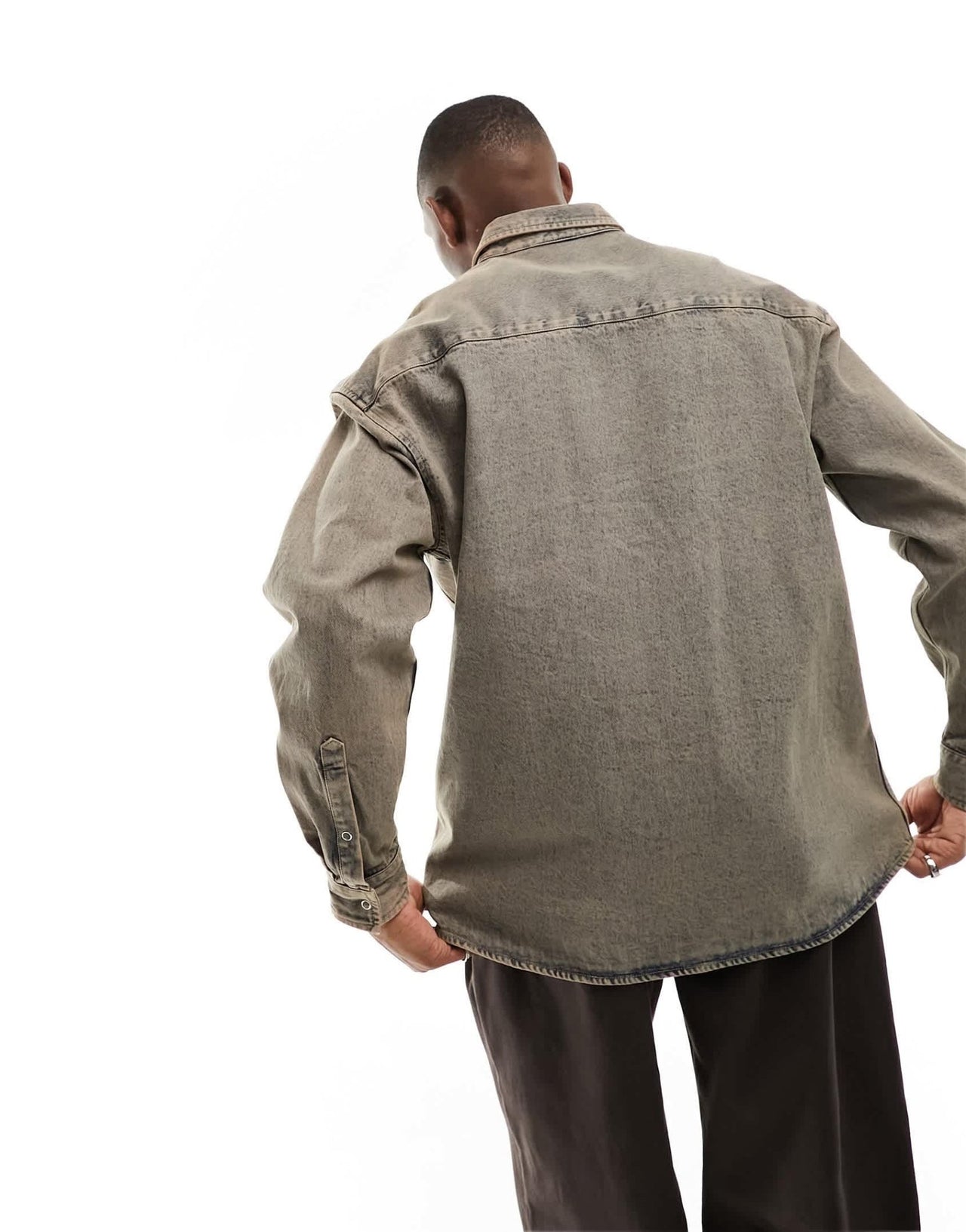 ASOS DESIGN 90s oversized shirt with double pockets in acid wash blue denim - BROWN - ASOS Sample Sale EU Store