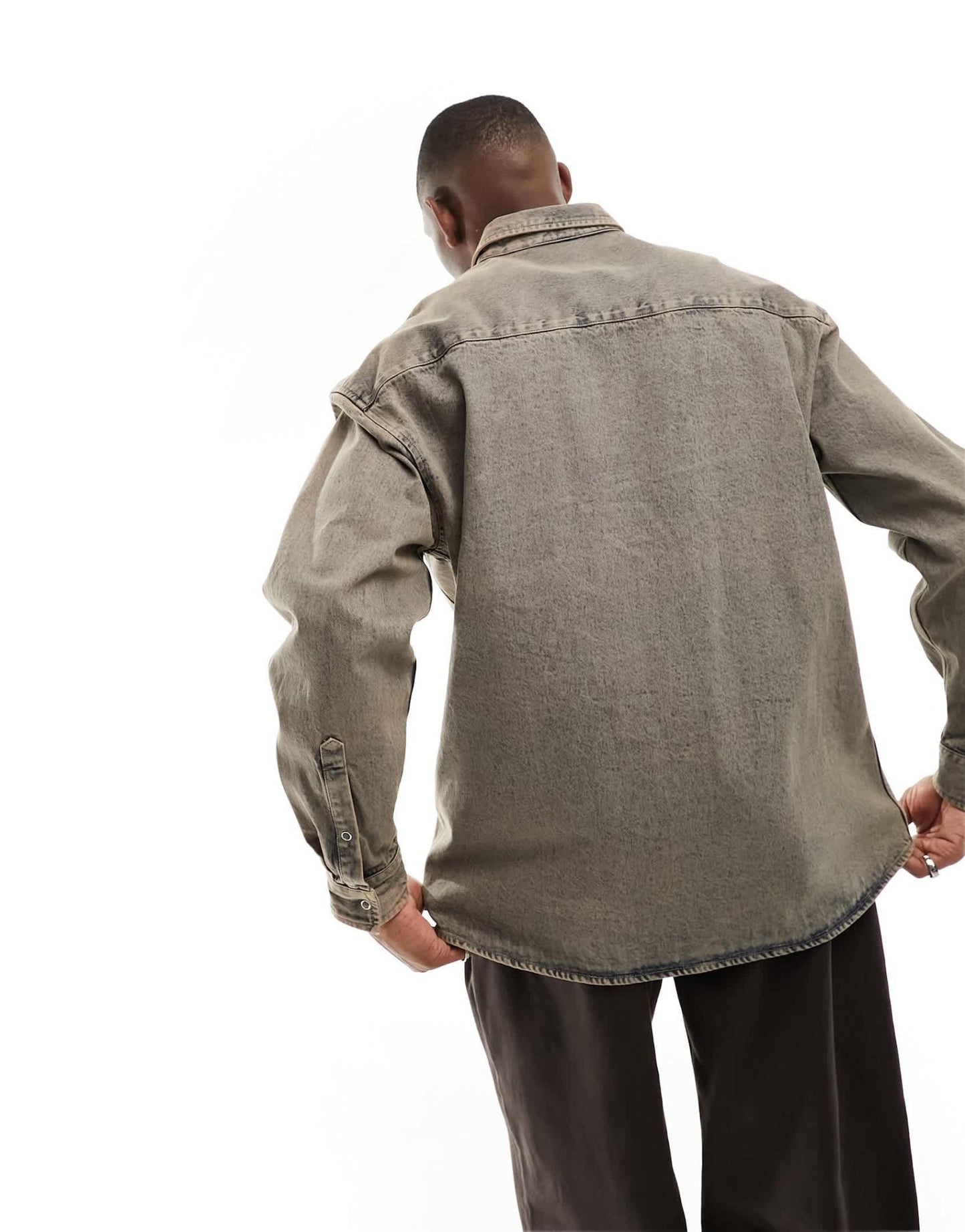ASOS DESIGN 90s oversized shirt with double pockets in acid wash blue denim - BROWN - ASOS Sample Sale EU Store