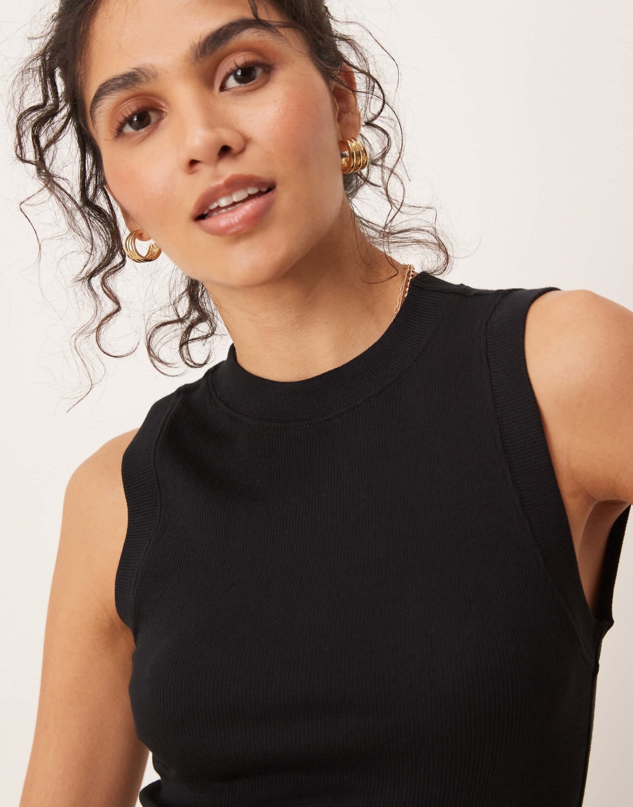 ASOS DESIGN 90s ribbed built up midi tank dress in black - ASOS Sample Sale EU Store