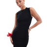 ASOS DESIGN 90s ribbed built up mini tank dress in black