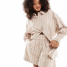 ASOS DESIGN A-line pull on short co-ord in brown stripe