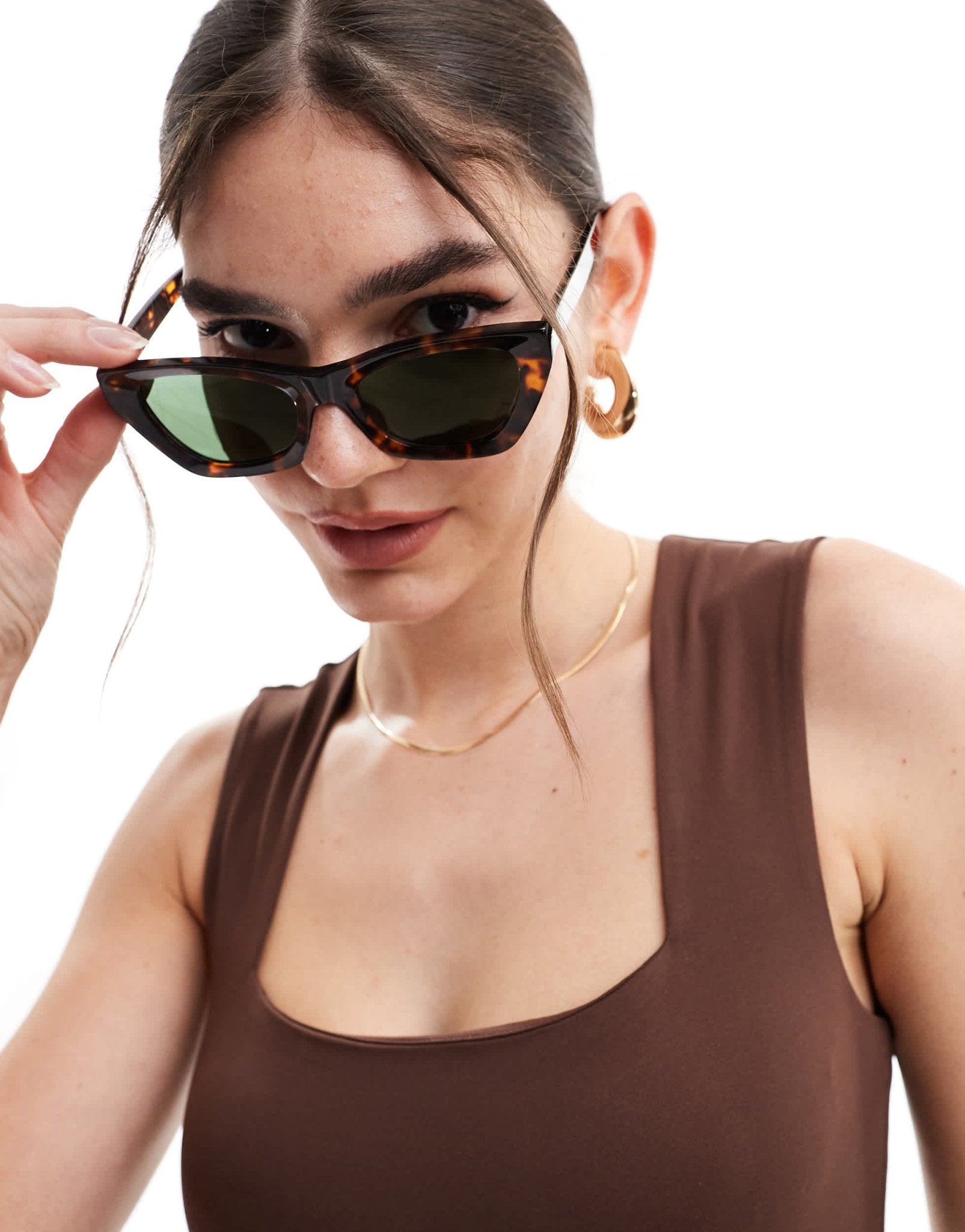 ASOS DESIGN acetate cat eye sunglasses in tort with polarised lens - ASOS Sample Sale EU Store