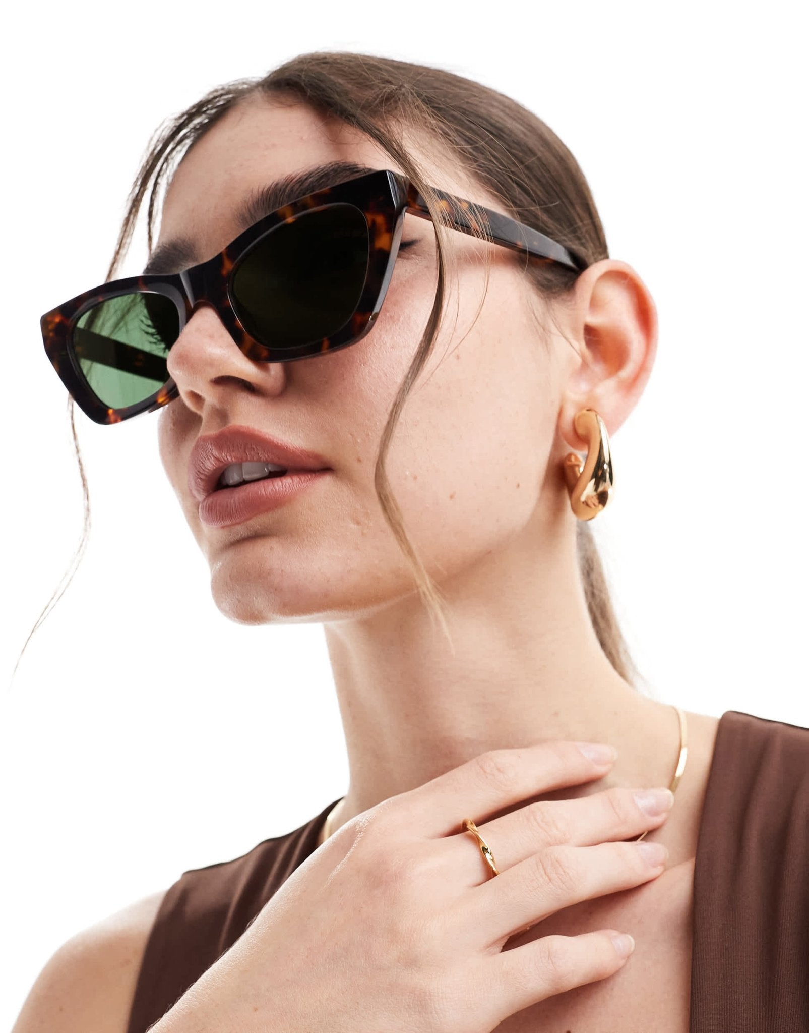 ASOS DESIGN acetate cat eye sunglasses in tort with polarised lens - ASOS Sample Sale EU Store