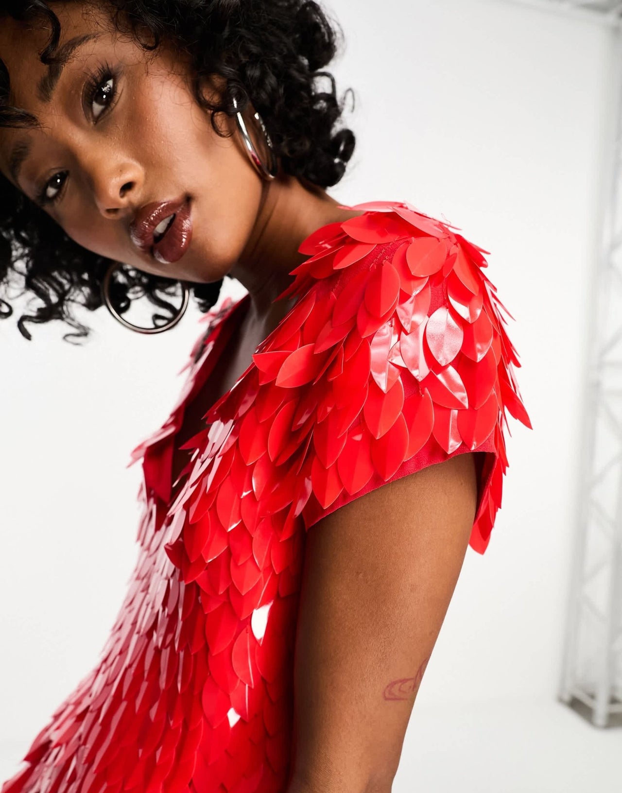 ASOS DESIGN all over feather embellished mini dress in red - ASOS Sample Sale EU Store