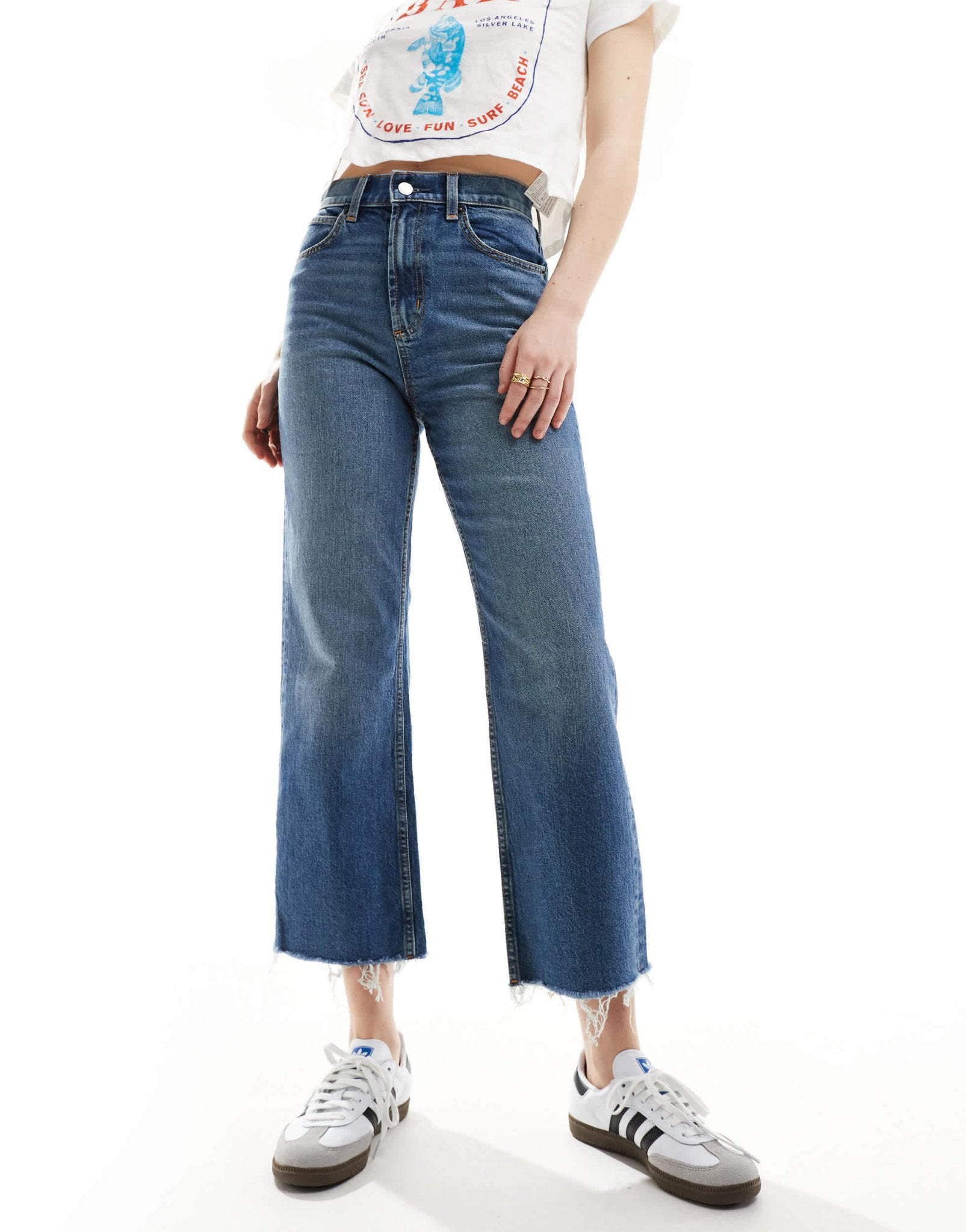 ASOS DESIGN ankle grazer straight leg jean in dark mid blue - MBLUE - ASOS Sample Sale EU Store