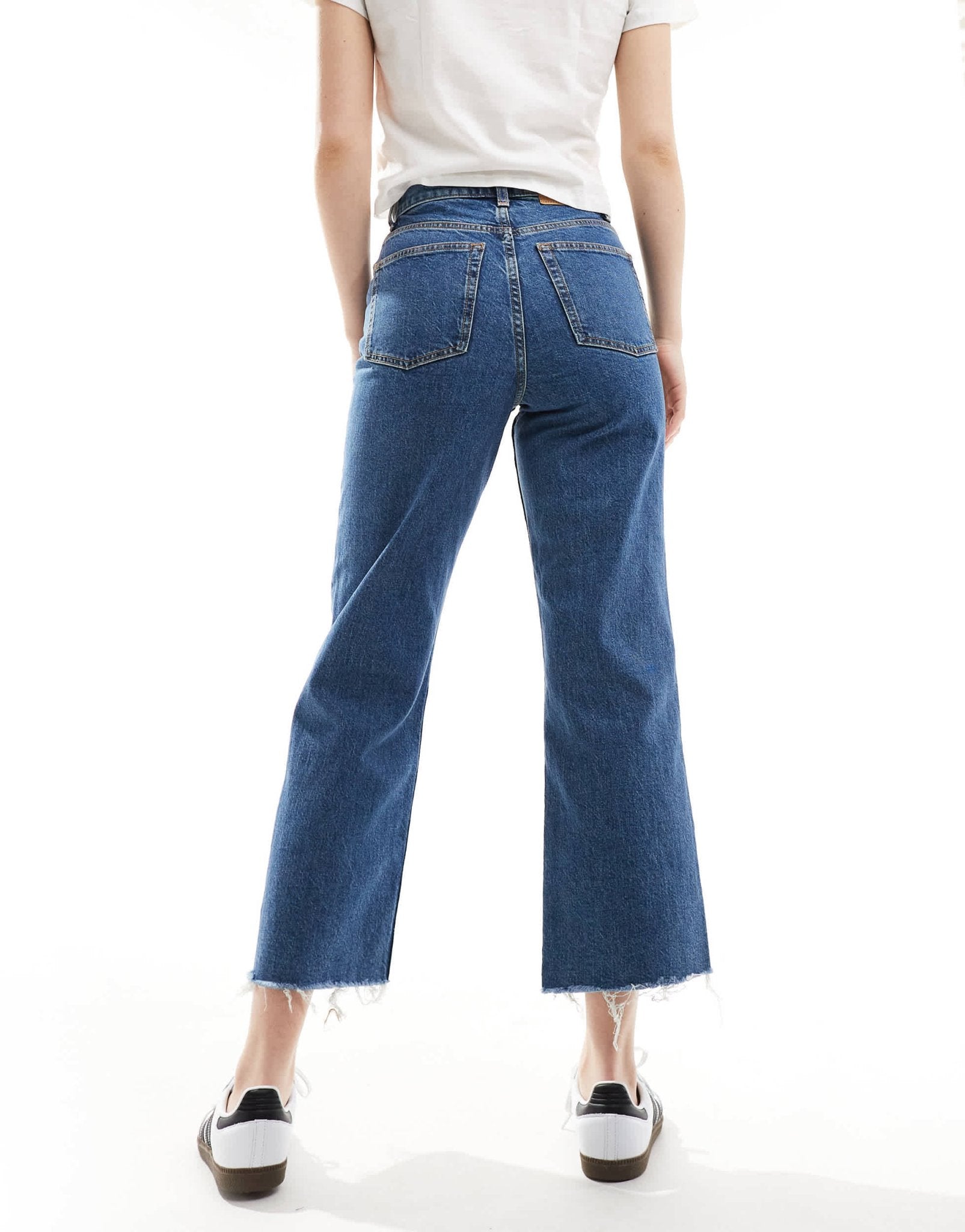 ASOS DESIGN ankle grazer straight leg jean in dark mid blue - MBLUE - ASOS Sample Sale EU Store