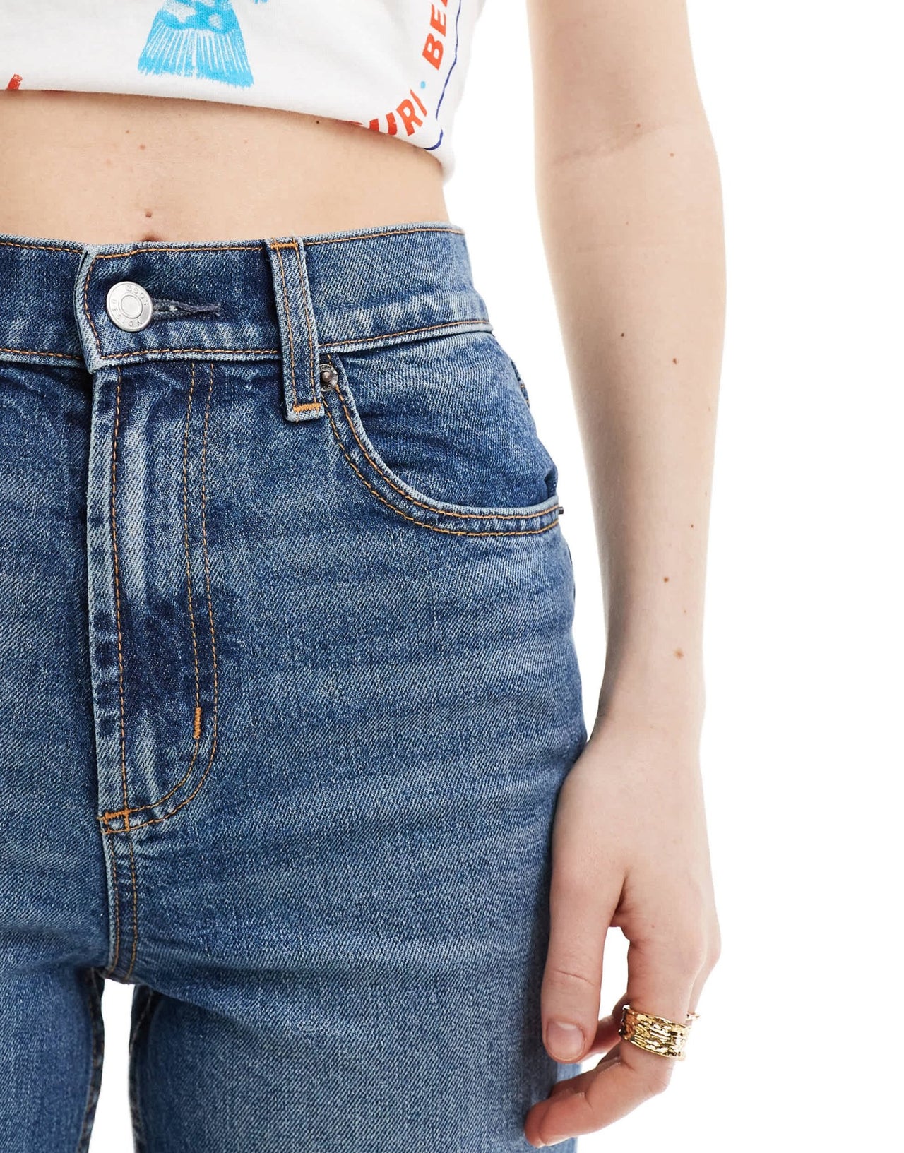 ASOS DESIGN ankle grazer straight leg jean in dark mid blue - MBLUE - ASOS Sample Sale EU Store