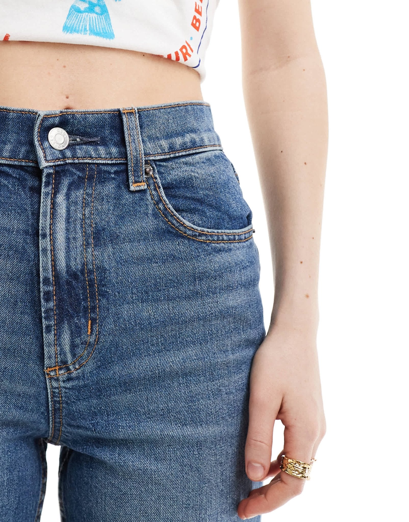 ASOS DESIGN ankle grazer straight leg jean in dark mid blue - MBLUE - ASOS Sample Sale EU Store