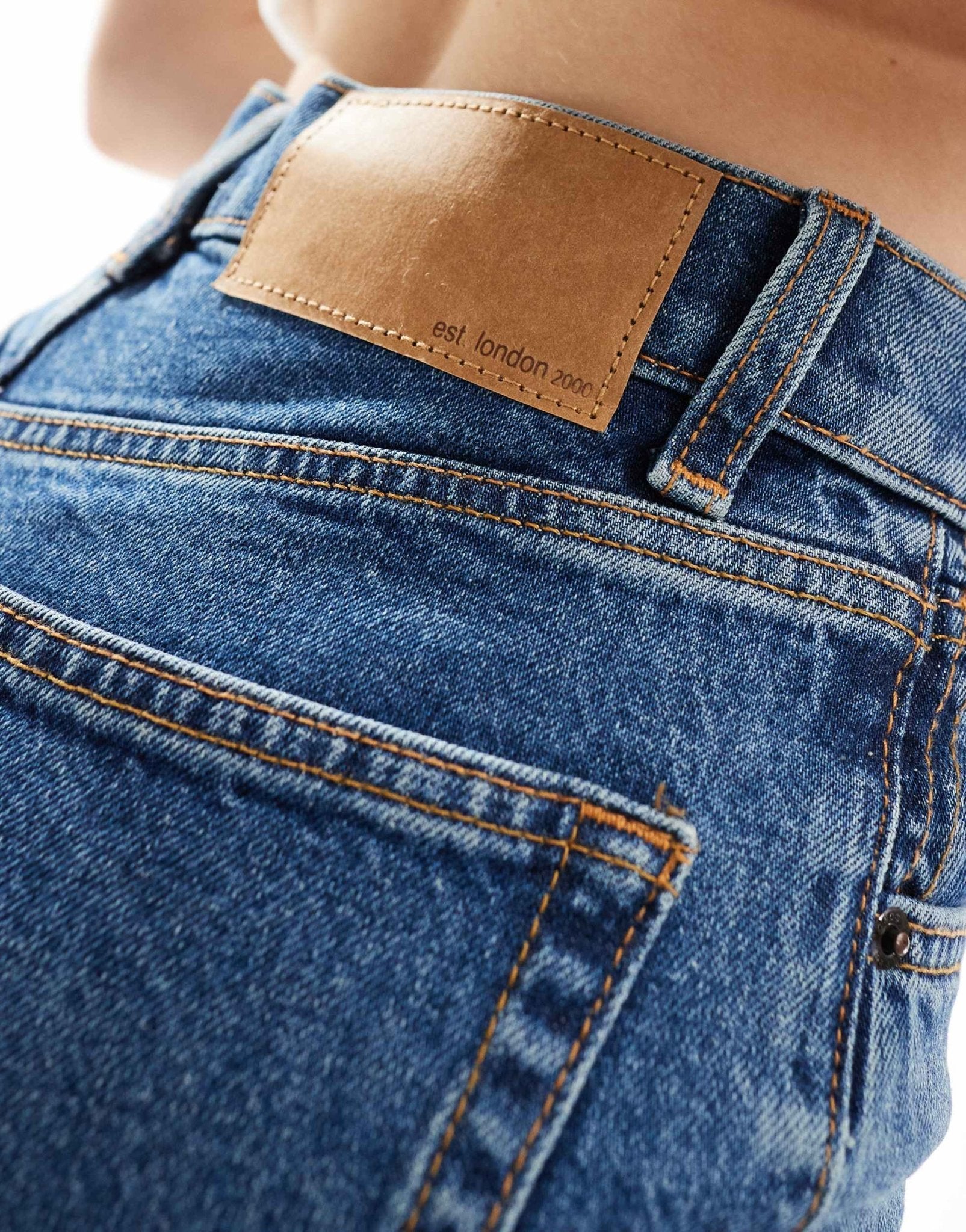 ASOS DESIGN ankle grazer straight leg jean in dark mid blue - MBLUE - ASOS Sample Sale EU Store