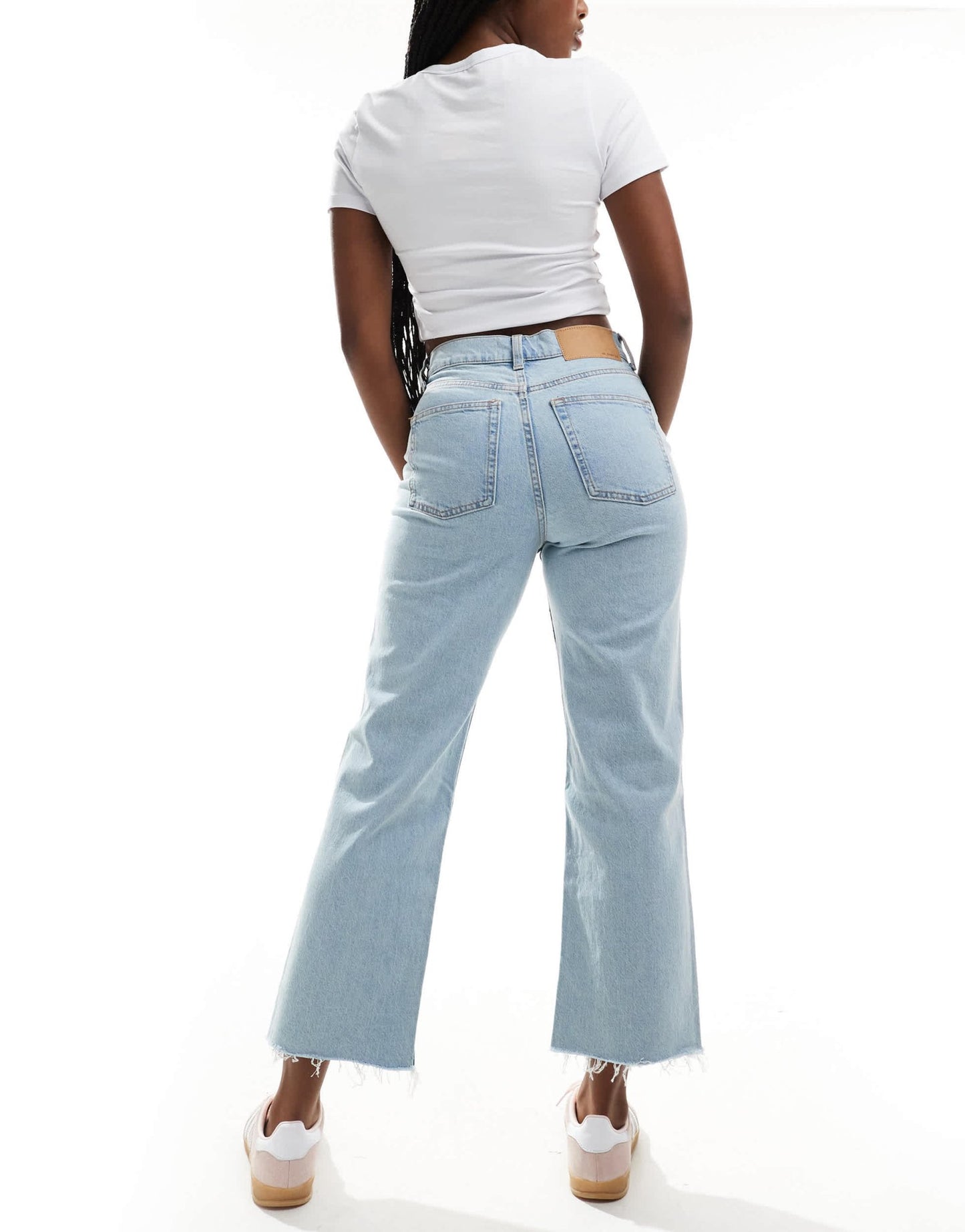 ASOS DESIGN ankle grazer straight leg jean in tinted bleach wash - LBLUE - ASOS Sample Sale EU Store