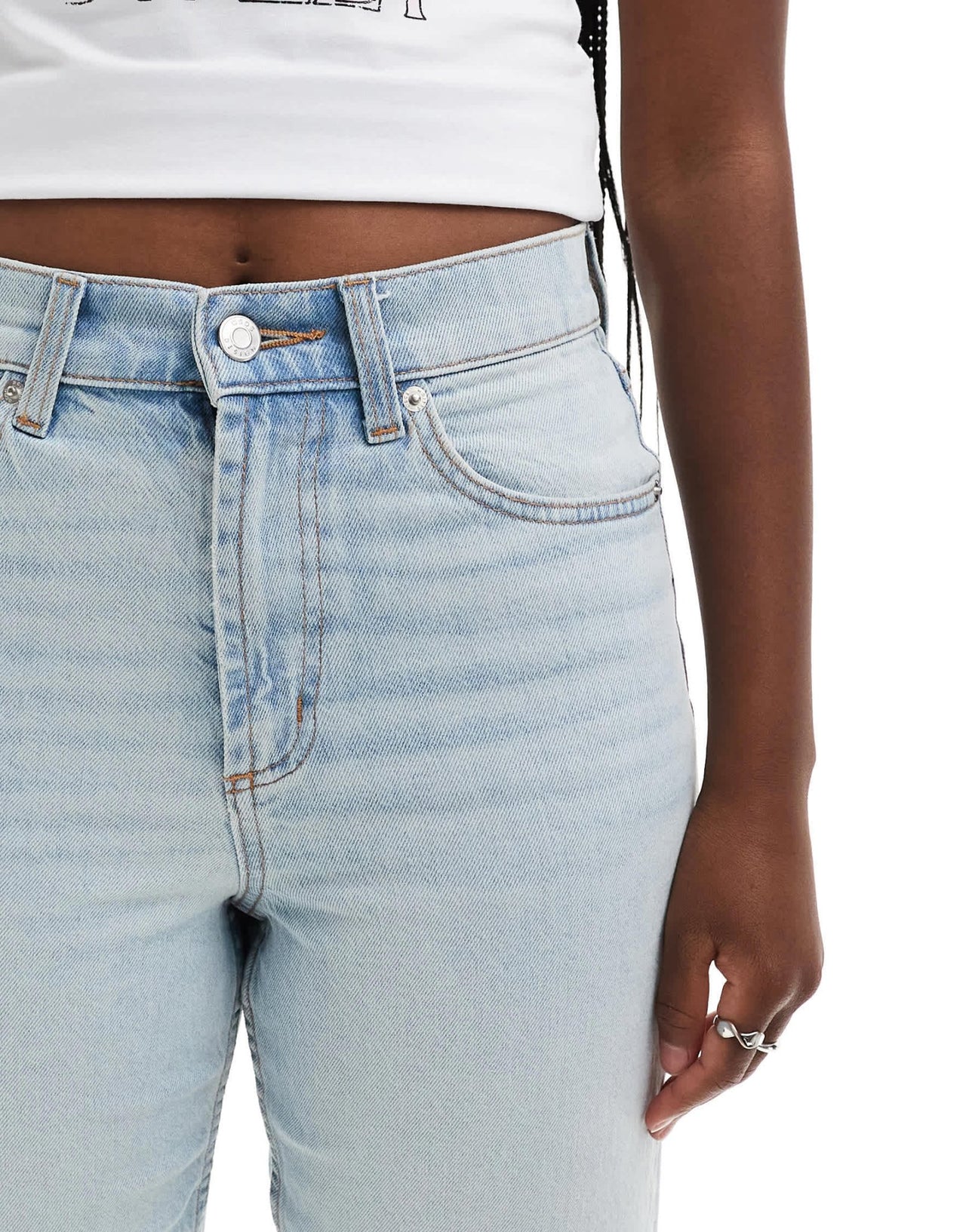 ASOS DESIGN ankle grazer straight leg jean in tinted bleach wash - LBLUE - ASOS Sample Sale EU Store