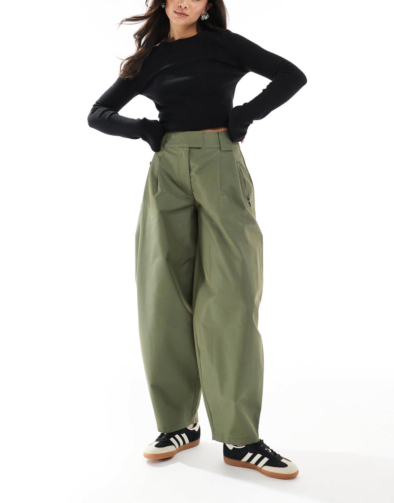 ASOS DESIGN arch leg zip detail trouser in khaki - ASOS Sample Sale EU Store