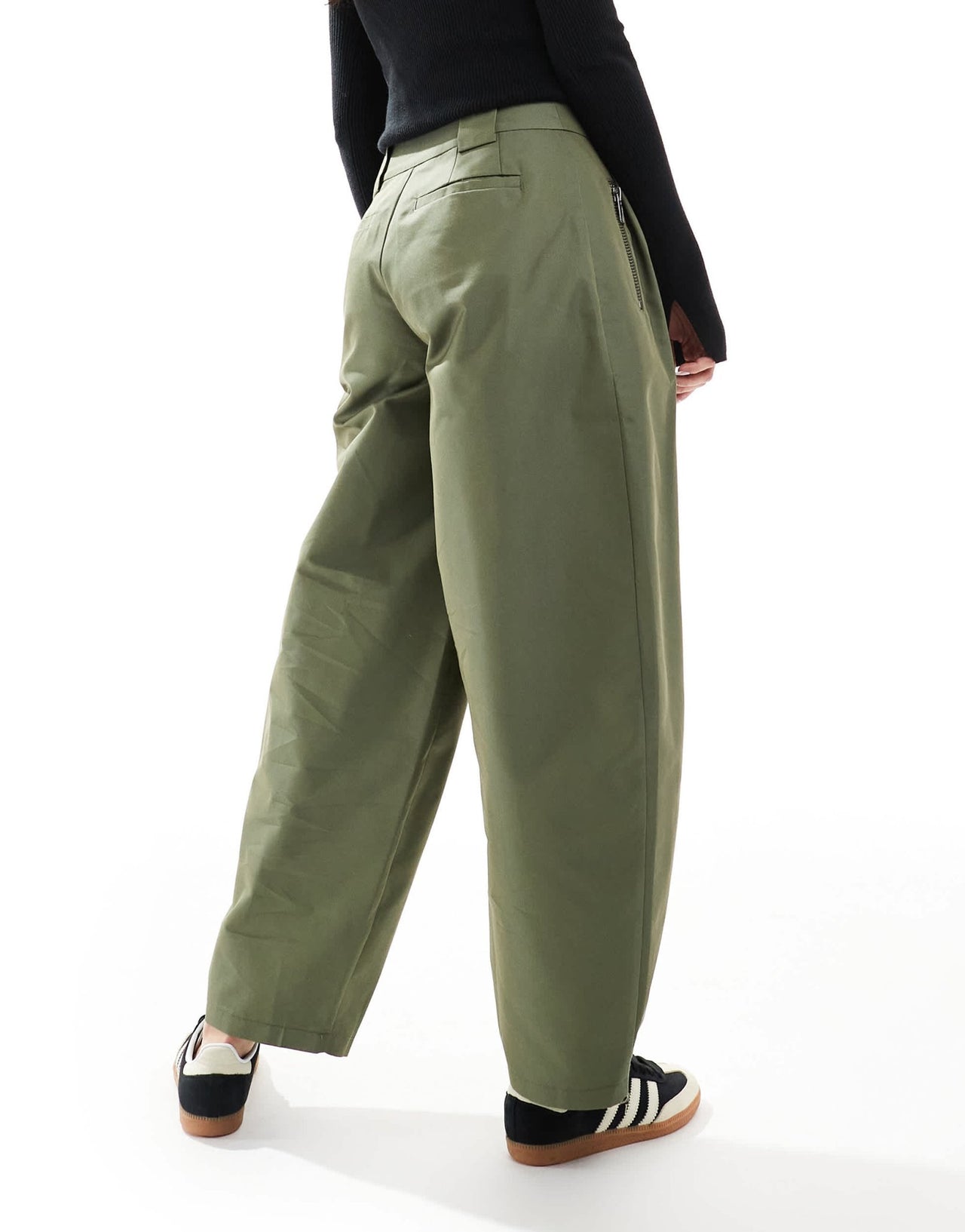 ASOS DESIGN arch leg zip detail trouser in khaki - ASOS Sample Sale EU Store