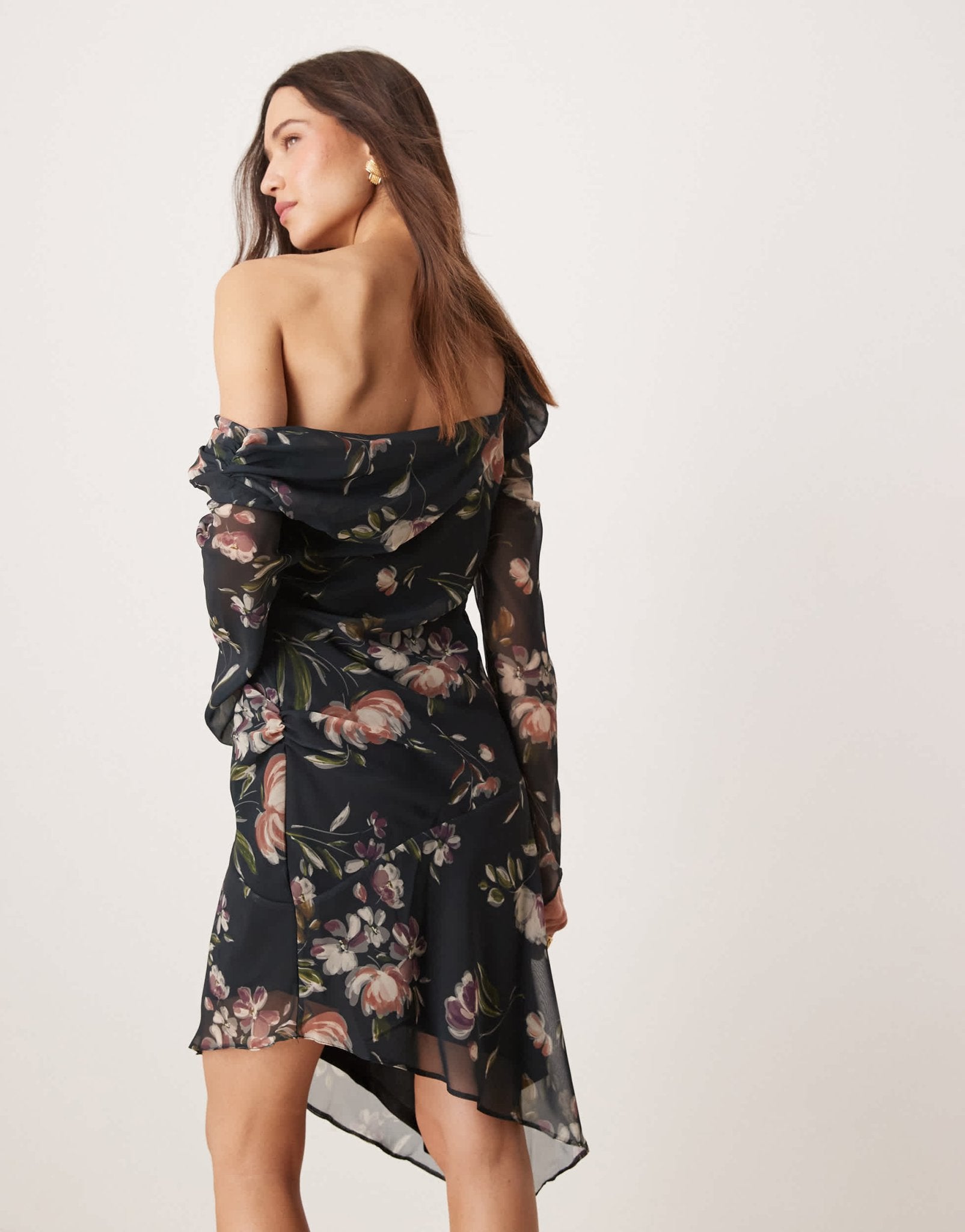 ASOS DESIGN asymmetric floral print long sleeve dress - ASOS Sample Sale EU Store