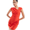 ASOS DESIGN asymmetric neckline mini dress in hot red