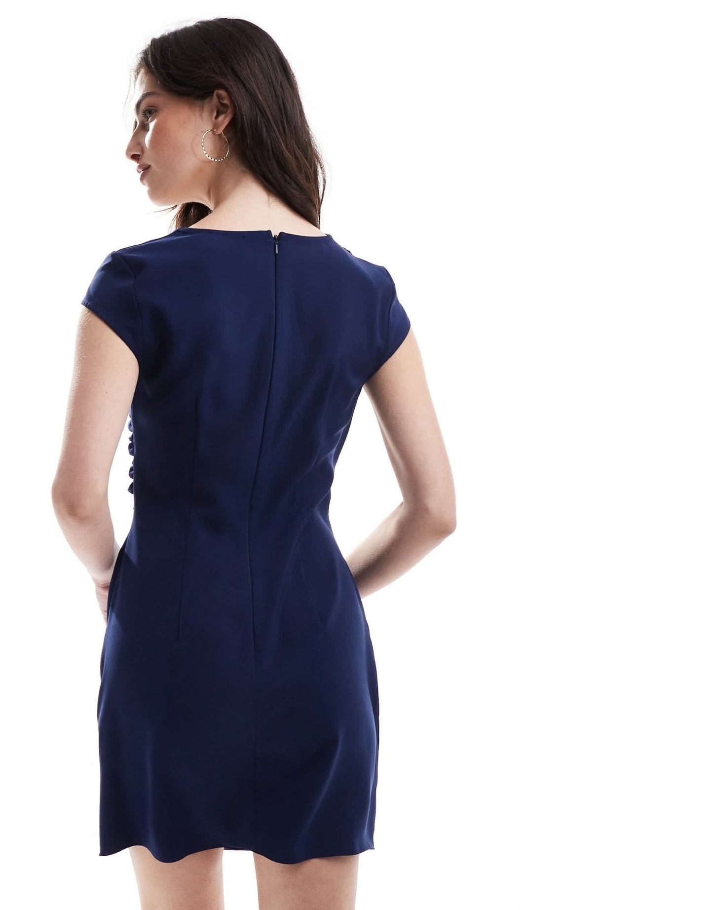 ASOS DESIGN asymmetric neckline mini dress in navy - ASOS Sample Sale EU Store