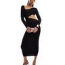 ASOS DESIGN asymmetric neckline twist detail midi dress with cut out in black