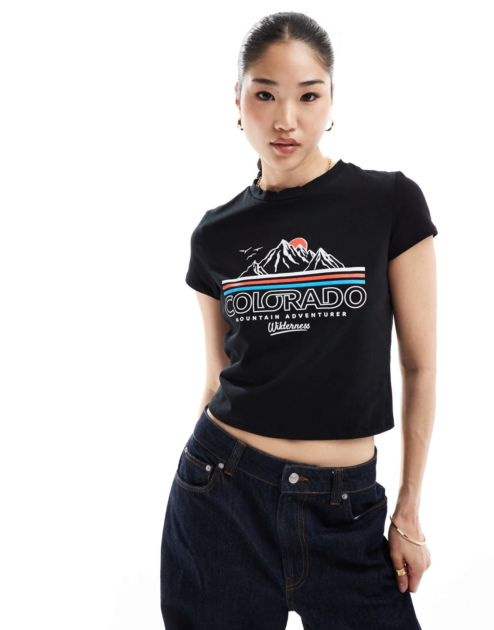 ASOS DESIGN baby tee with colorado graphic in black - ASOS Sample Sale EU Store