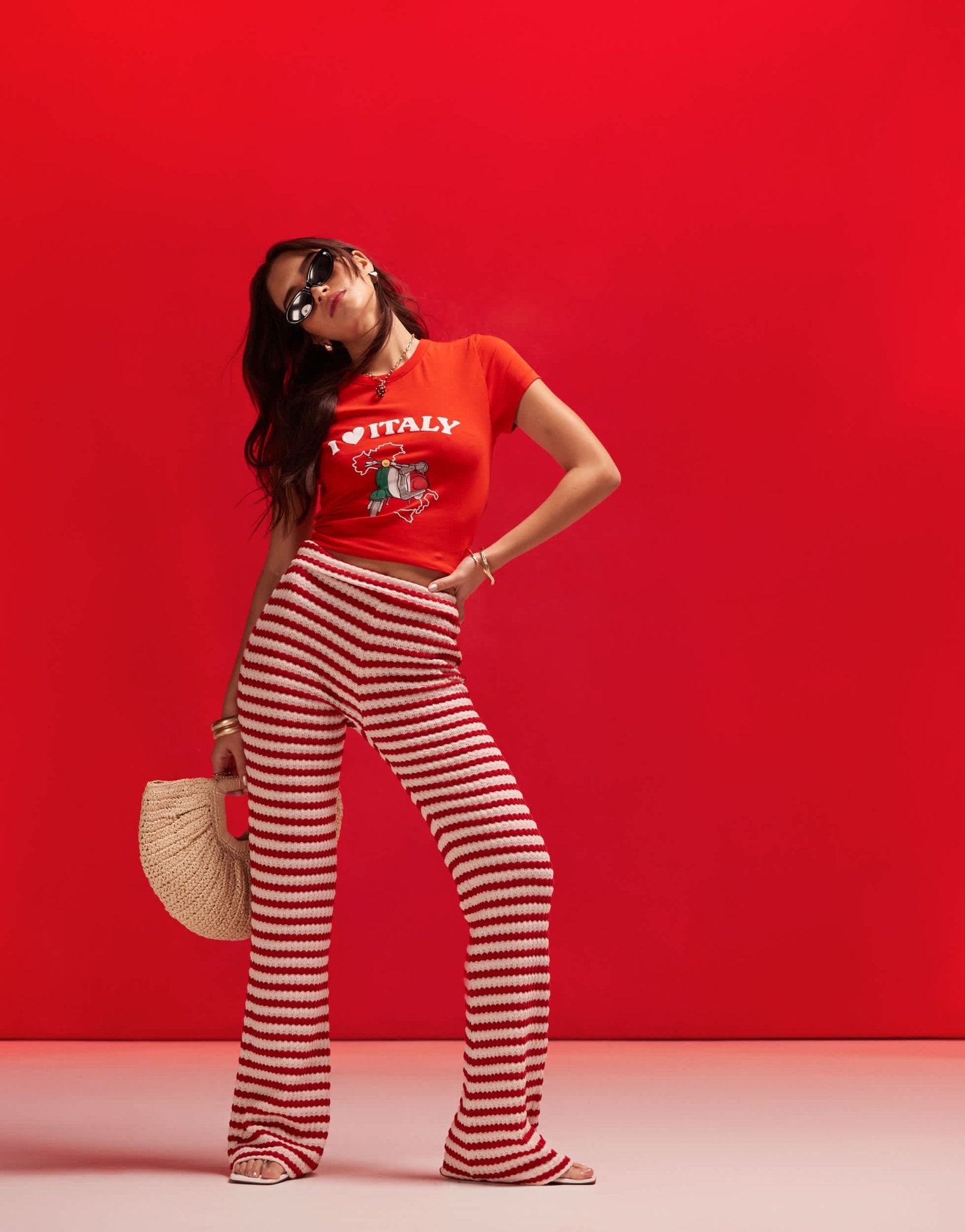 ASOS DESIGN baby tee with I heart Italy graphic in red - ASOS Sample Sale EU Store