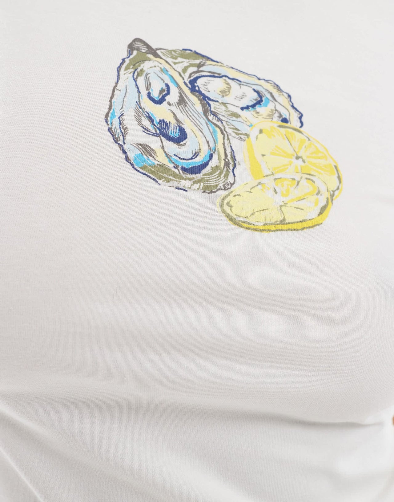 ASOS DESIGN baby tee with oyster graphics in baby blue - ASOS Sample Sale EU Store