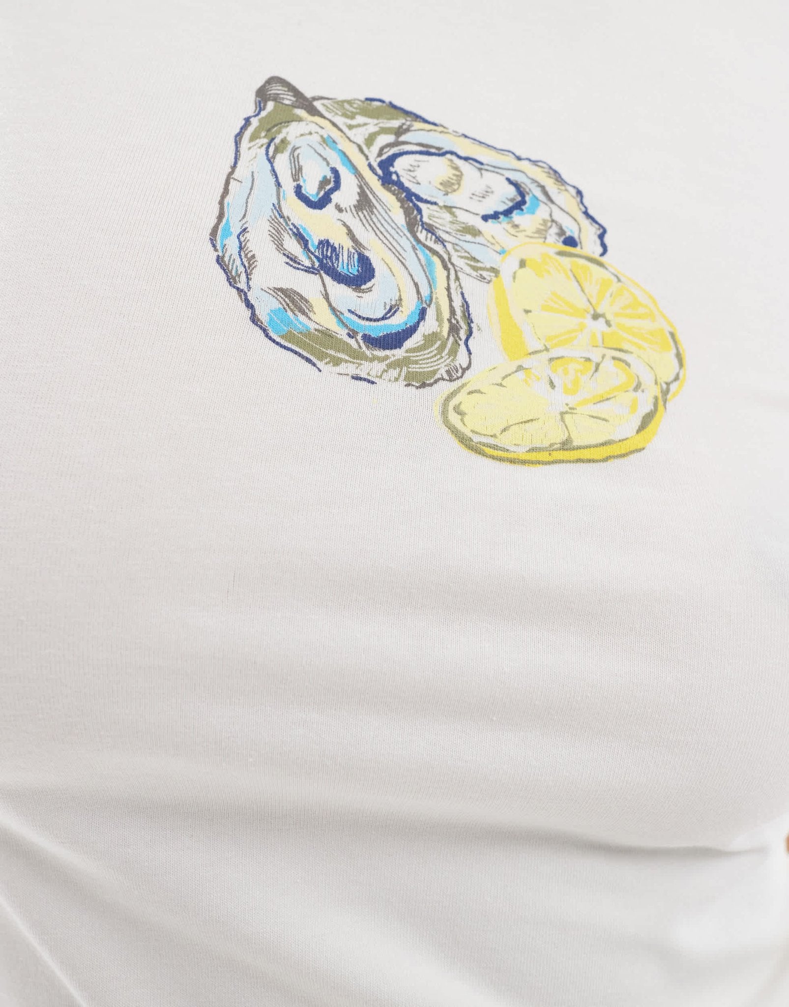 ASOS DESIGN baby tee with oyster graphics in baby blue - ASOS Sample Sale EU Store