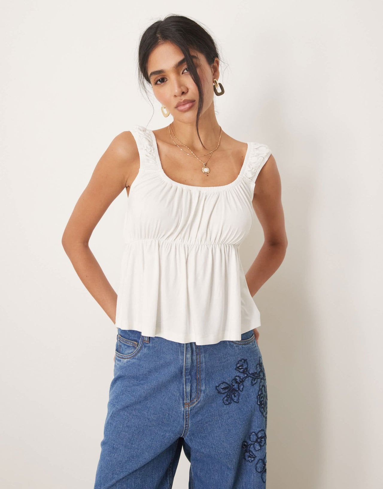 ASOS DESIGN babydoll cami top in ivory - ASOS Sample Sale EU Store