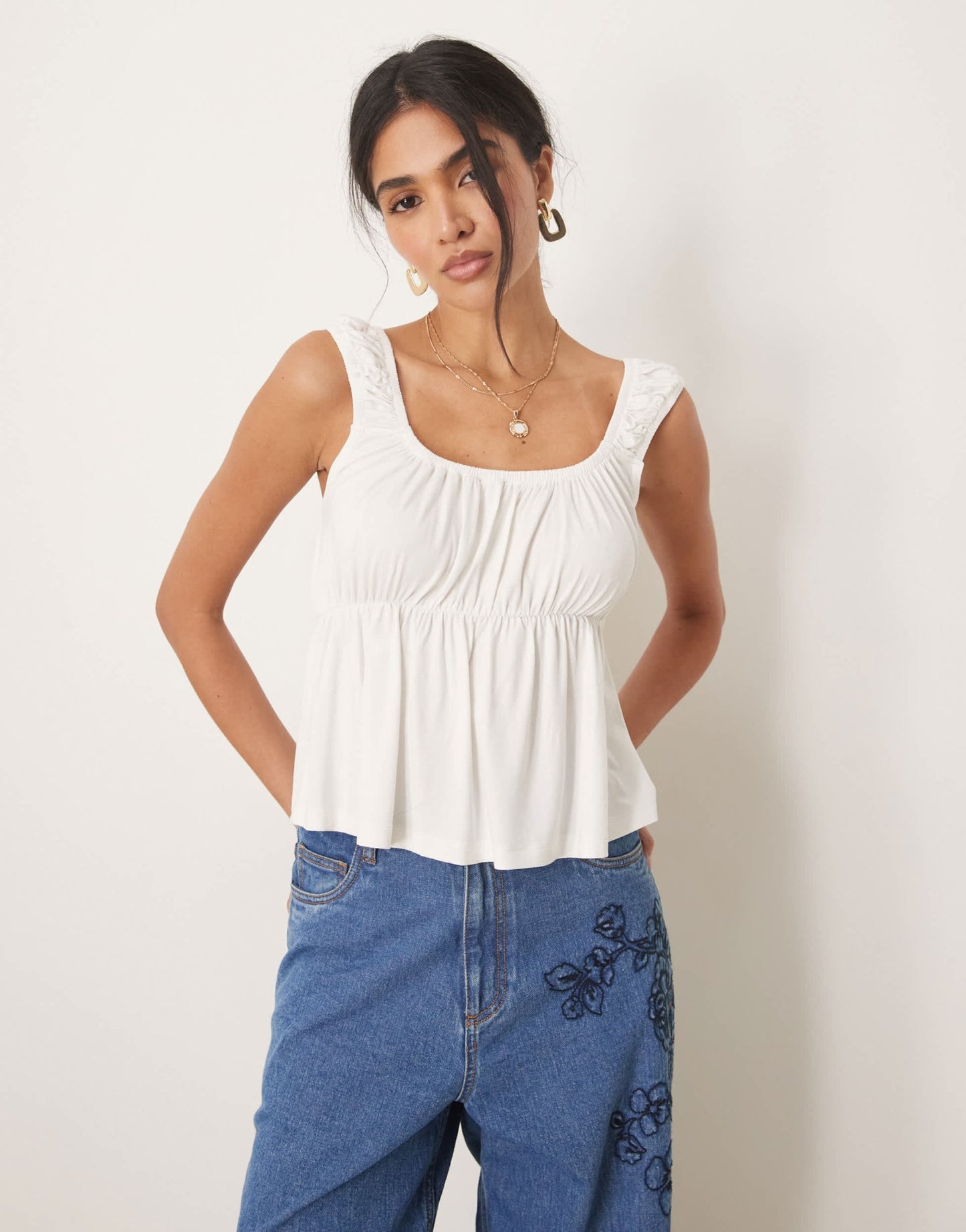 ASOS DESIGN babydoll cami top in ivory - ASOS Sample Sale EU Store