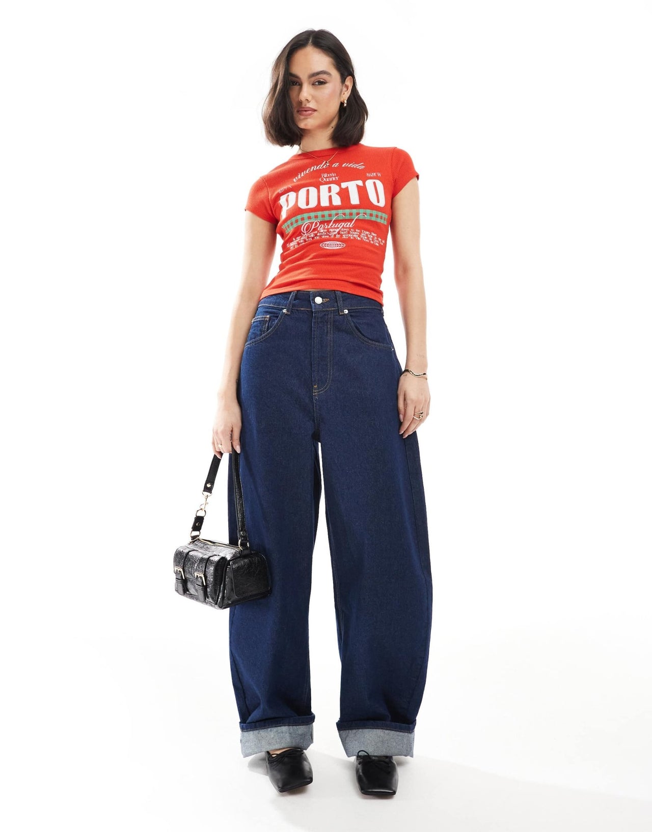 ASOS DESIGN babytee in waffle with Porto graphic in red - ASOS Sample Sale EU Store