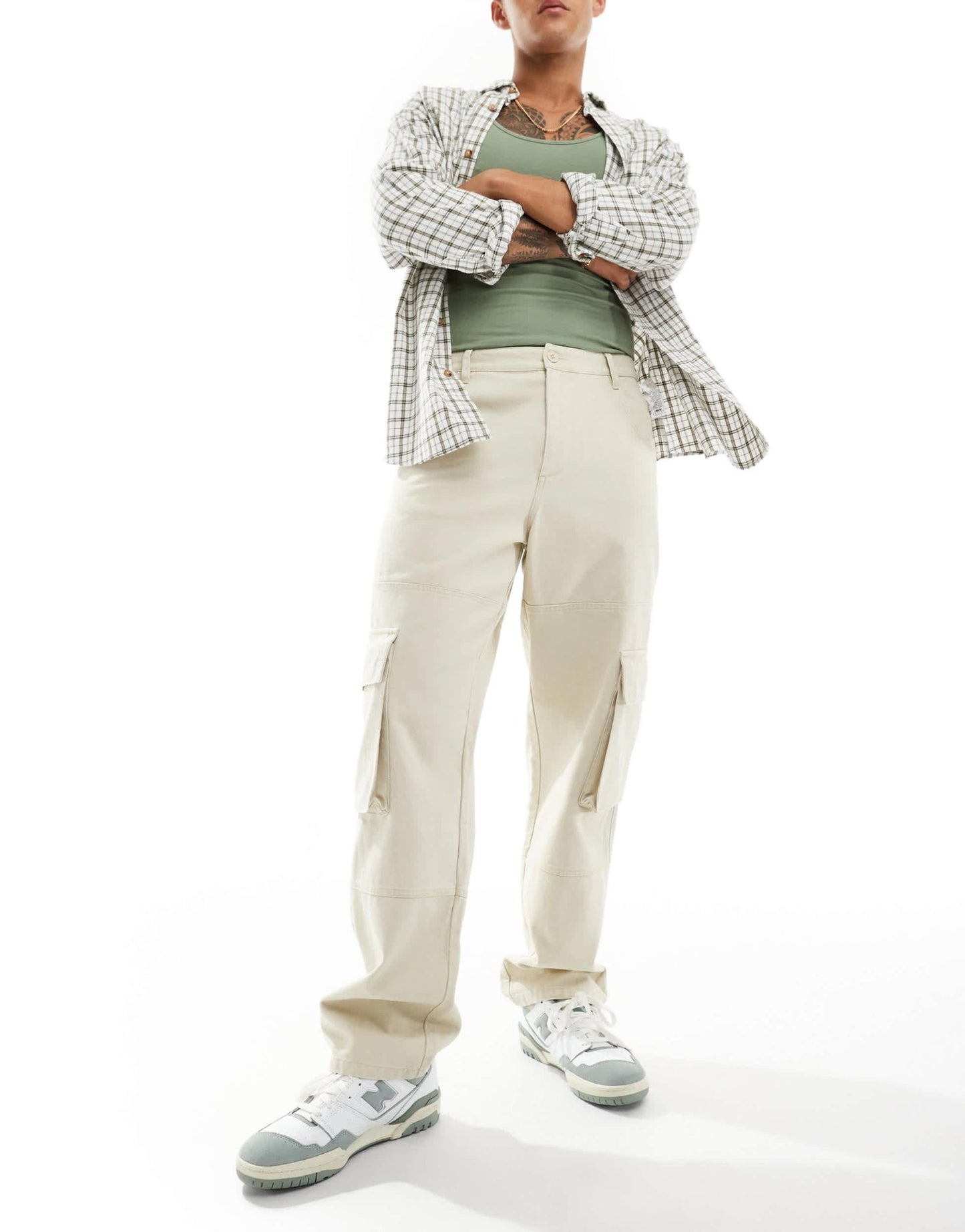 ASOS DESIGN baggy cargo trouser in heavy canvas in stone - ASOS Sample Sale EU Store