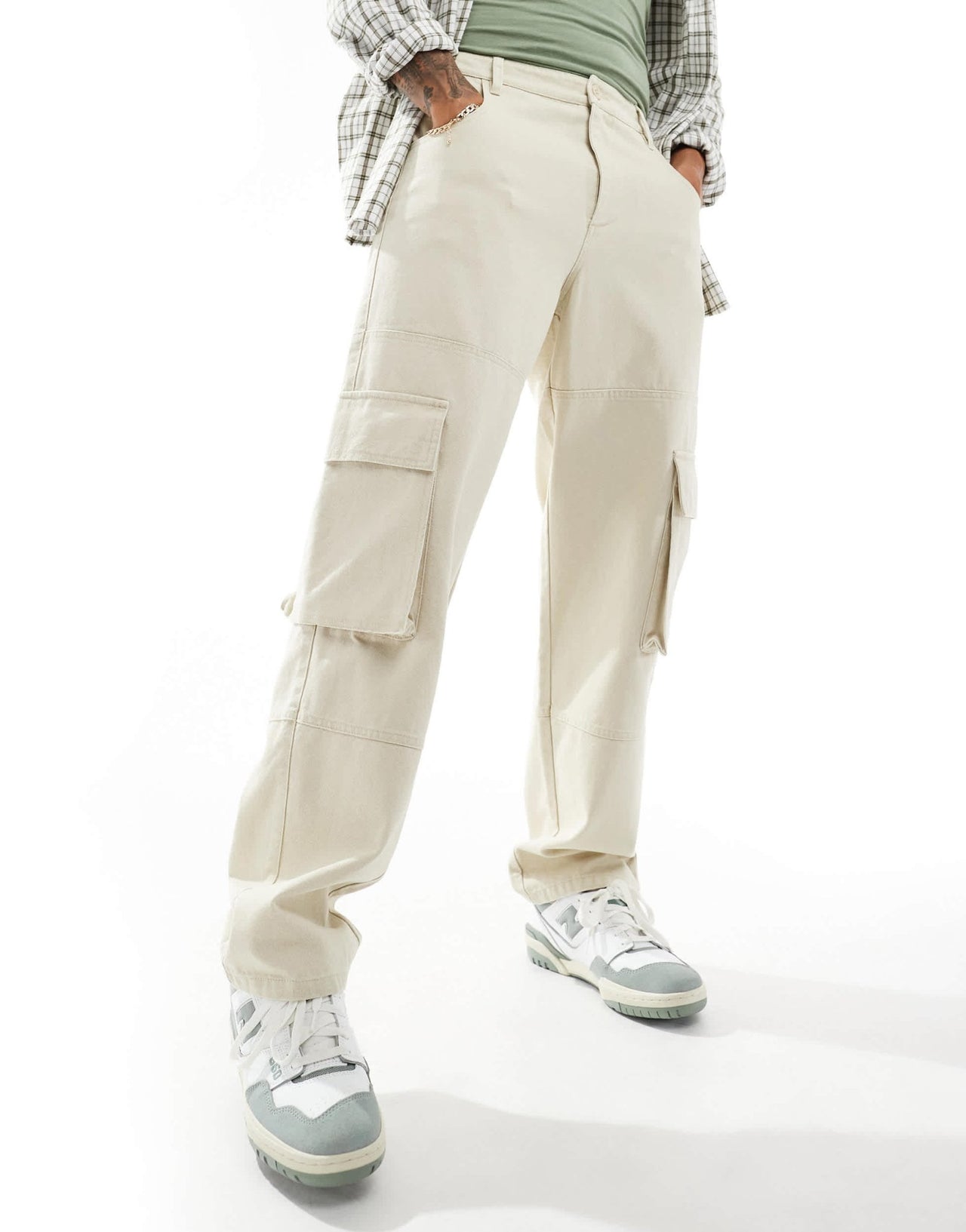 ASOS DESIGN baggy cargo trouser in heavy canvas in stone - ASOS Sample Sale EU Store