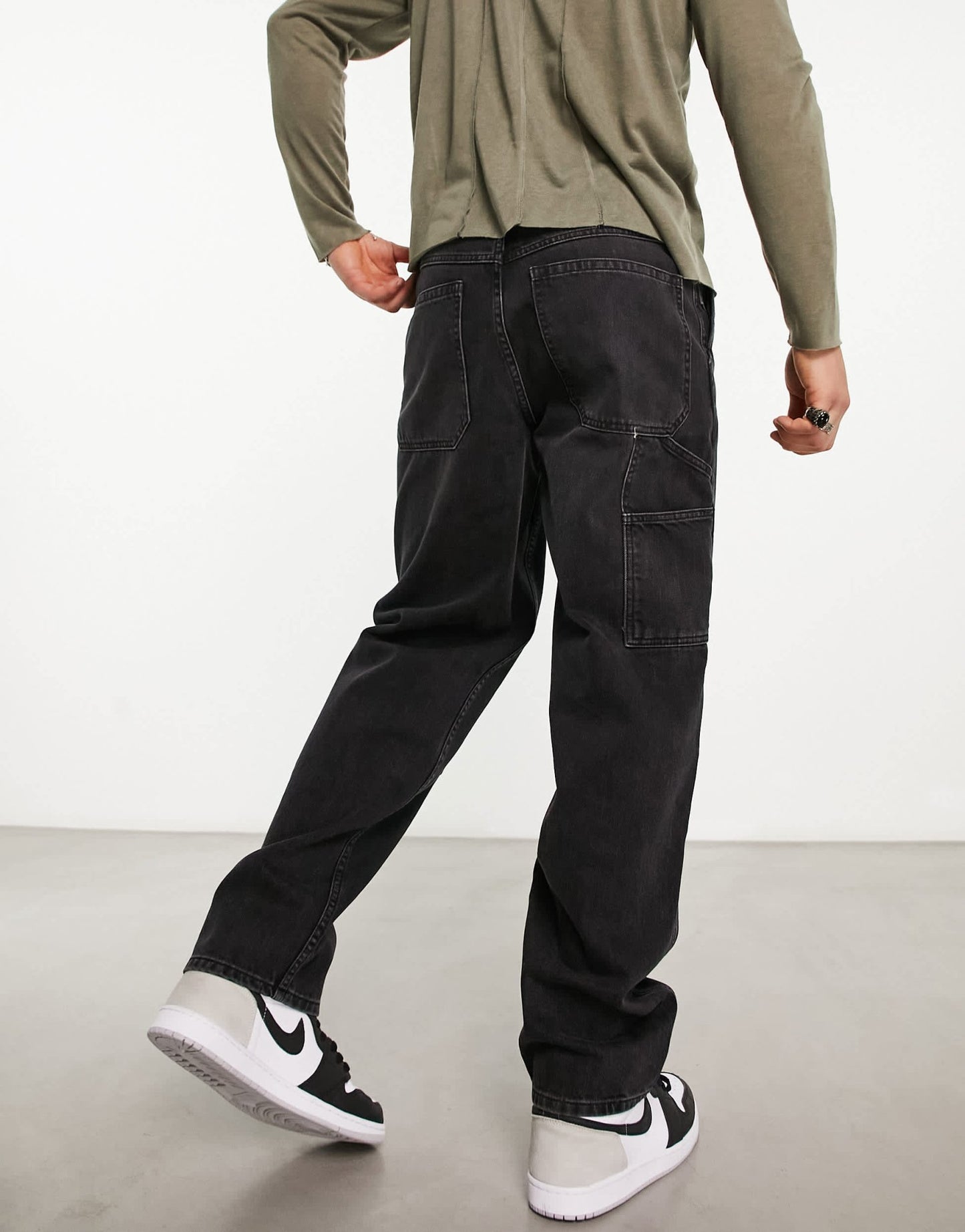 ASOS DESIGN baggy carpenter jeans in washed black - ASOS Sample Sale EU Store