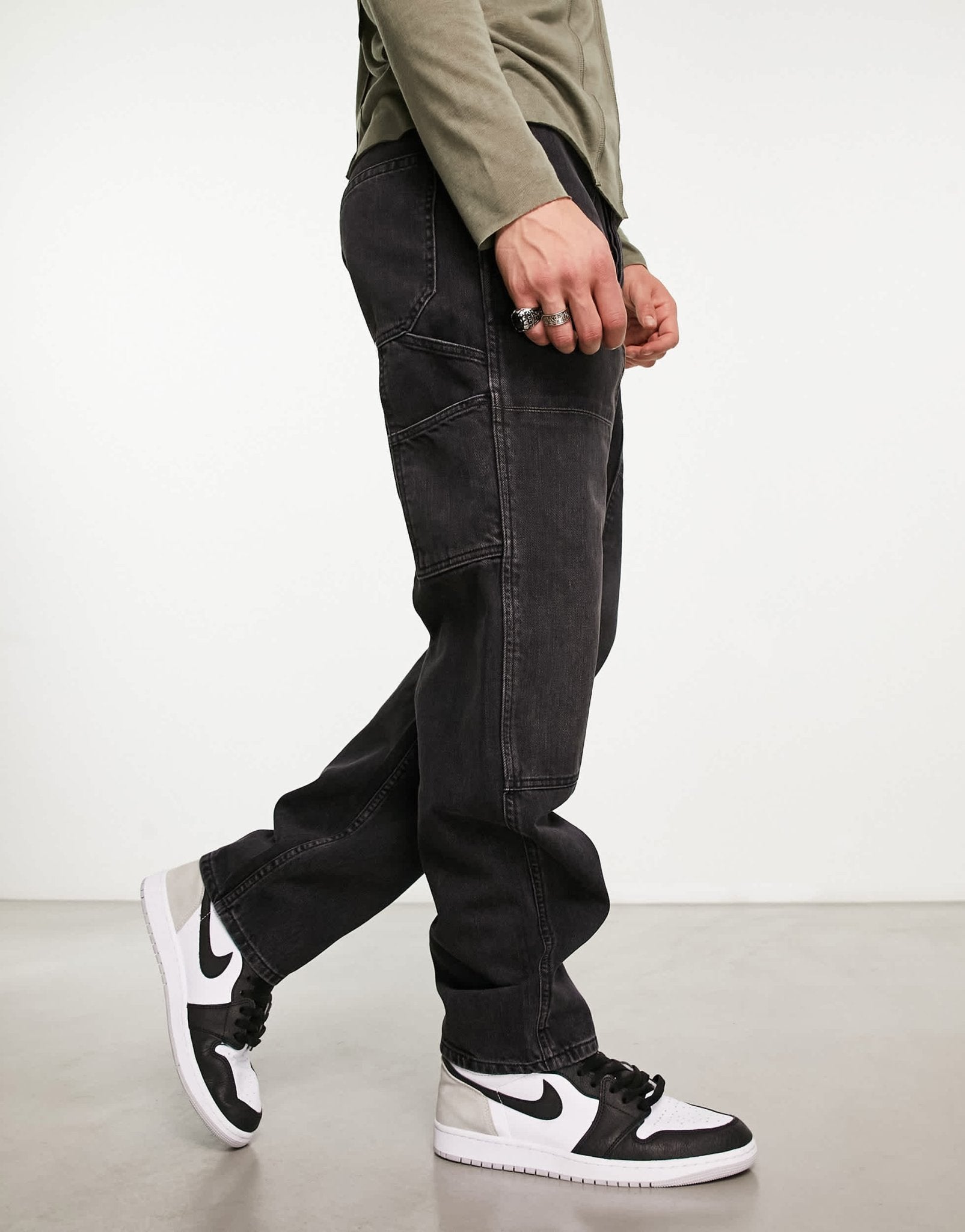 ASOS DESIGN baggy carpenter jeans in washed black - ASOS Sample Sale EU Store