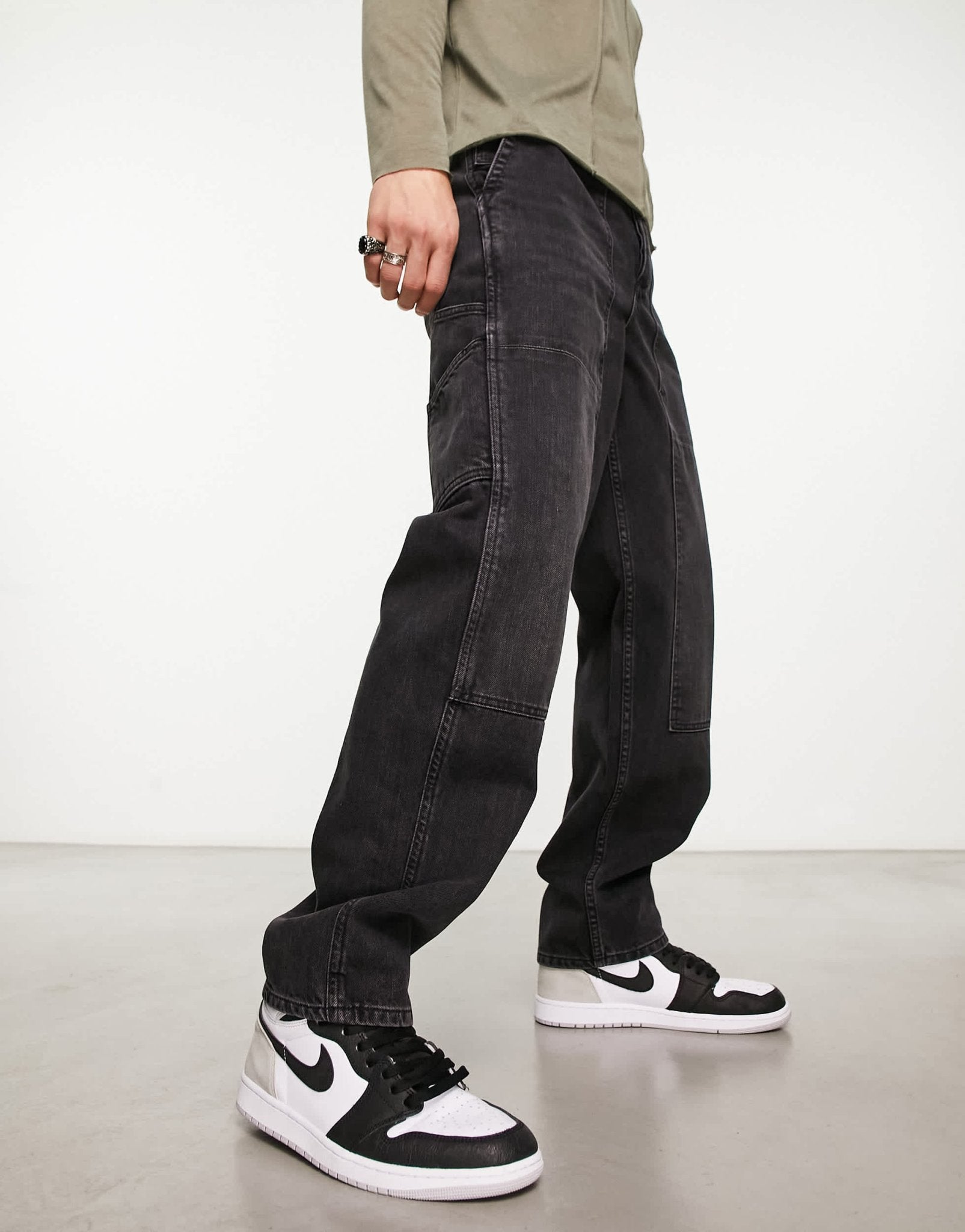 ASOS DESIGN baggy carpenter jeans in washed black - ASOS Sample Sale EU Store